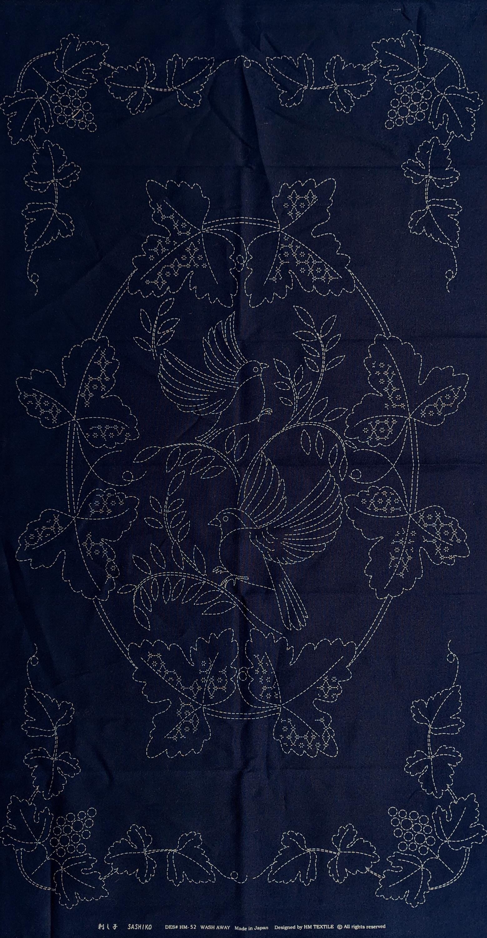 Orimono Imports - Vineyard Sashiko Washout Fabric Panel - Navy