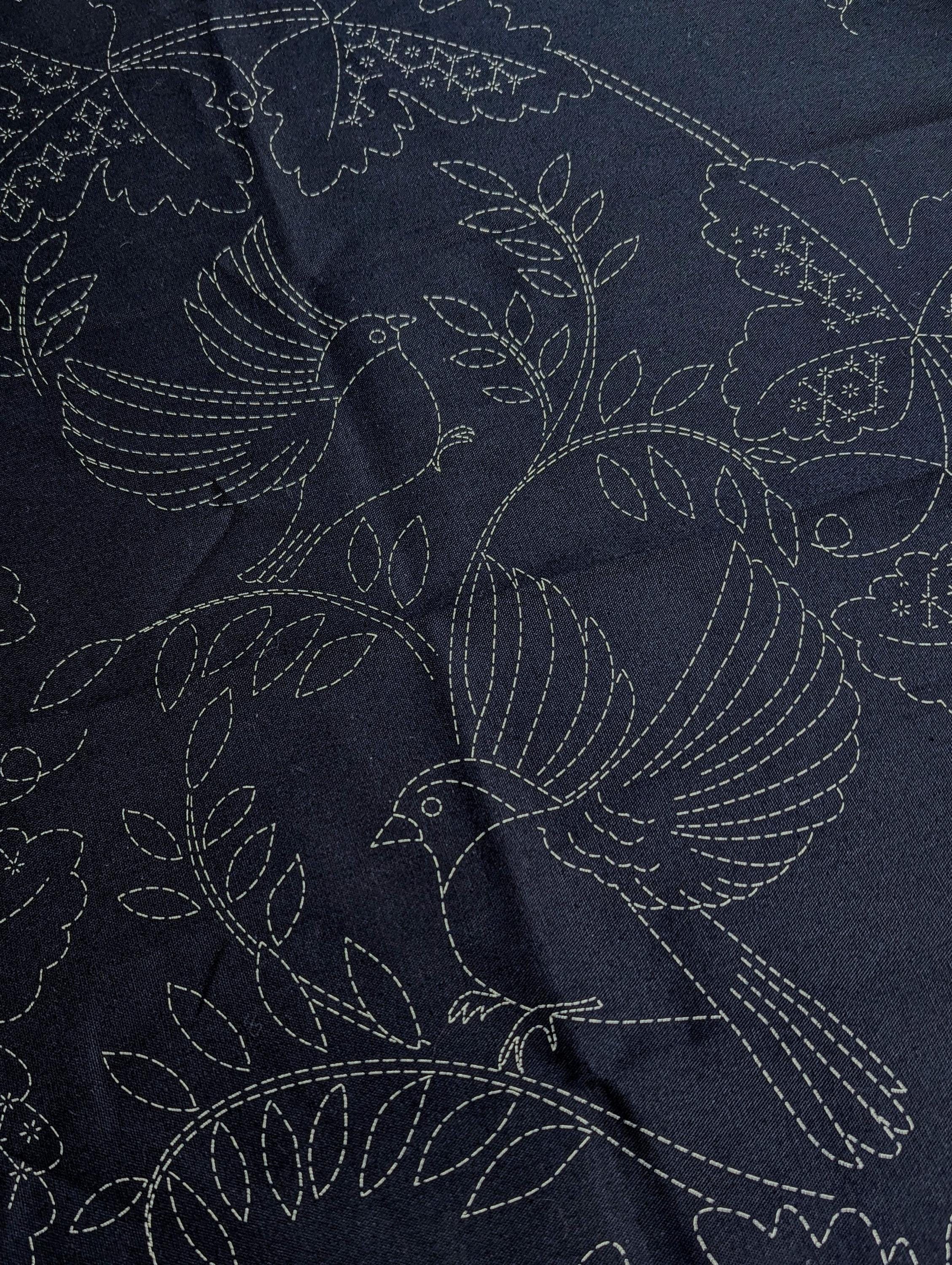 Orimono Imports - Vineyard Sashiko Washout Fabric Panel - Navy