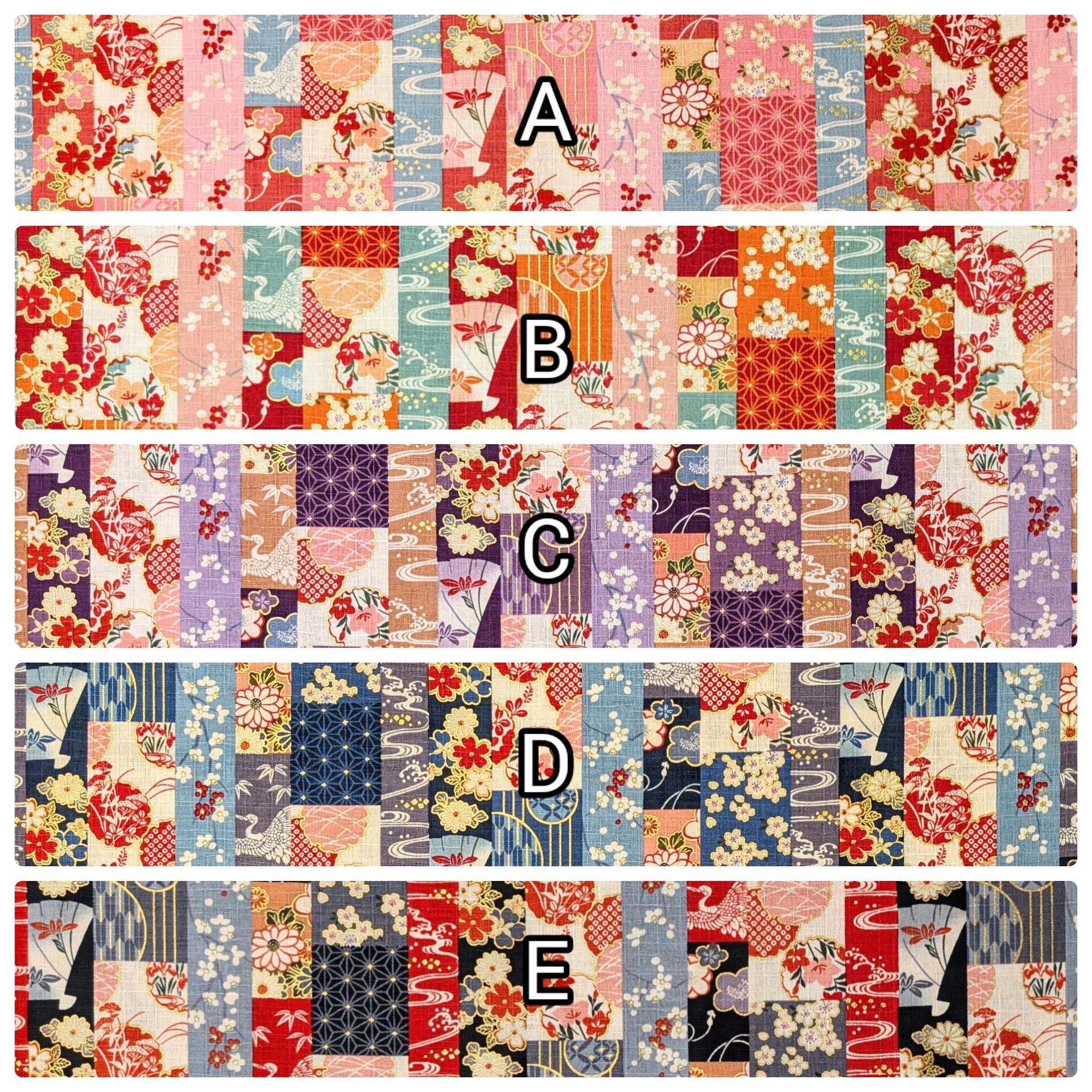 Striped Fans and Flowers Hokkoh Japanese dobby cotton fabric 1024-1120-1 A pink