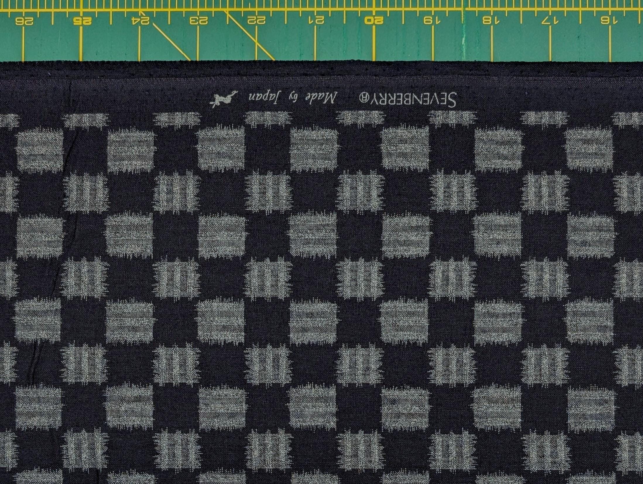 Sevenberry printed Ikat squares Japanese cotton fabric 88229-4-1 dark blue