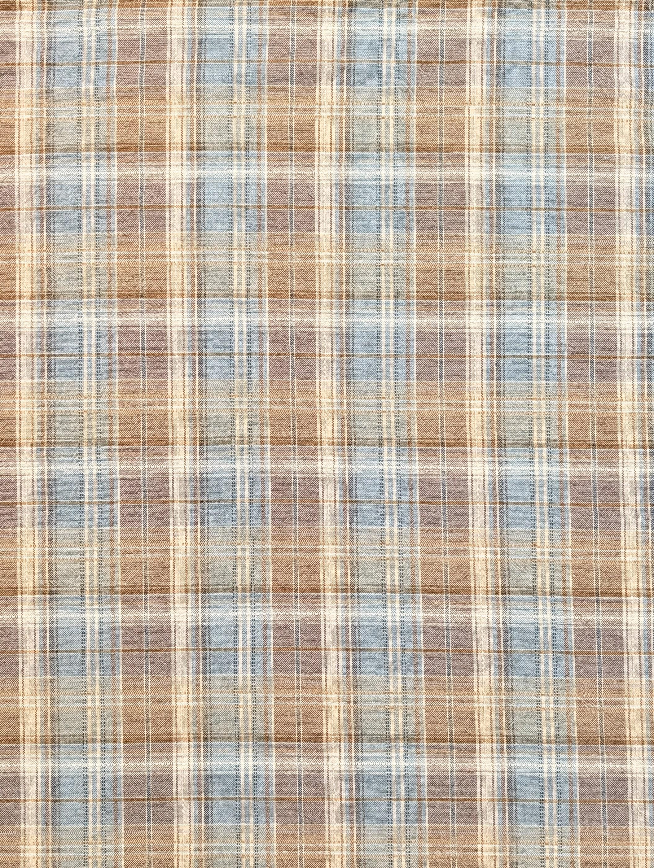 Junko Matsuda yarn dyed plaid Japanese cotton fabric Y25-0195 A light blue and beige