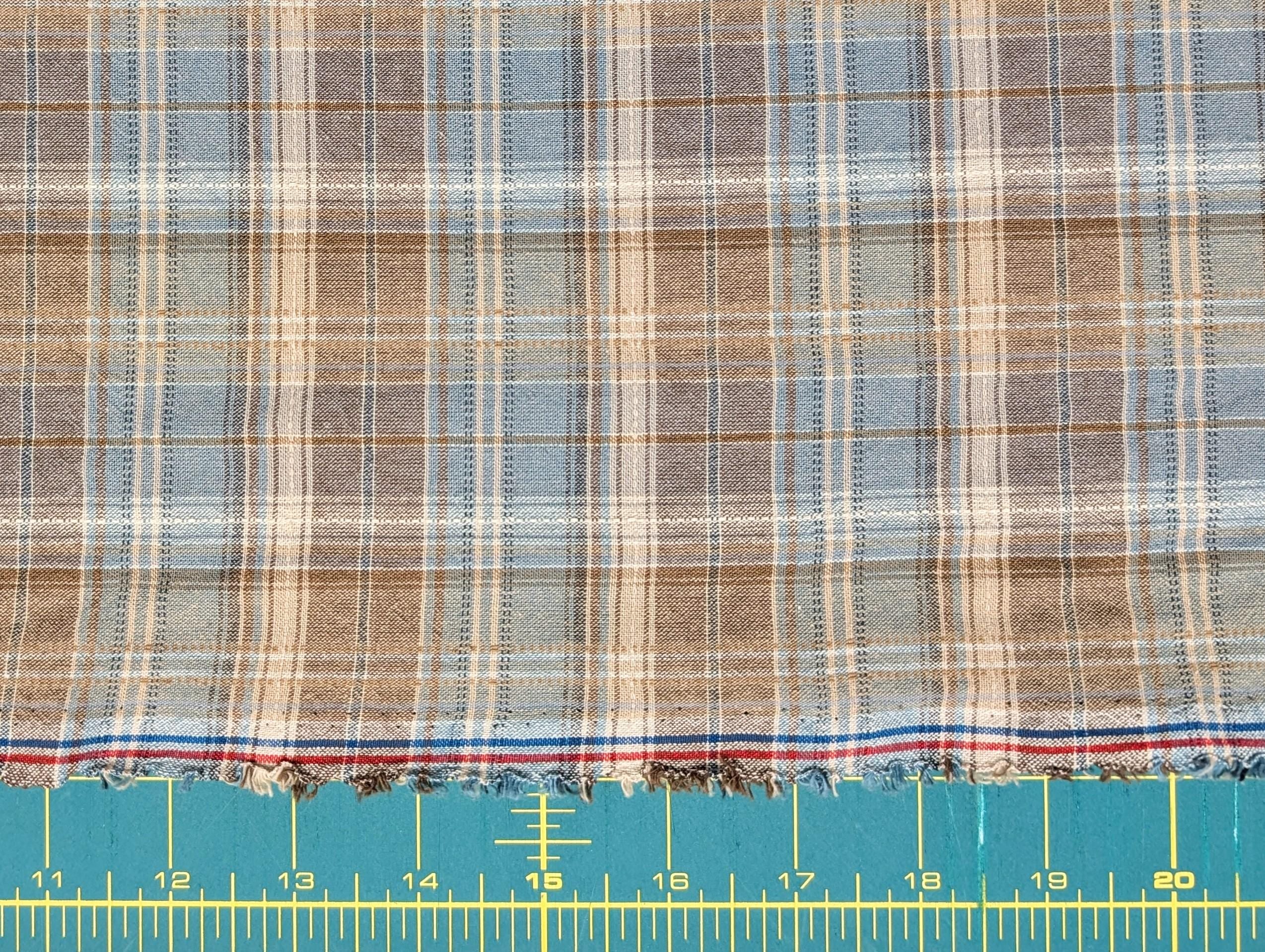 Junko Matsuda yarn dyed plaid Japanese cotton fabric Y25-0195 A light blue and beige