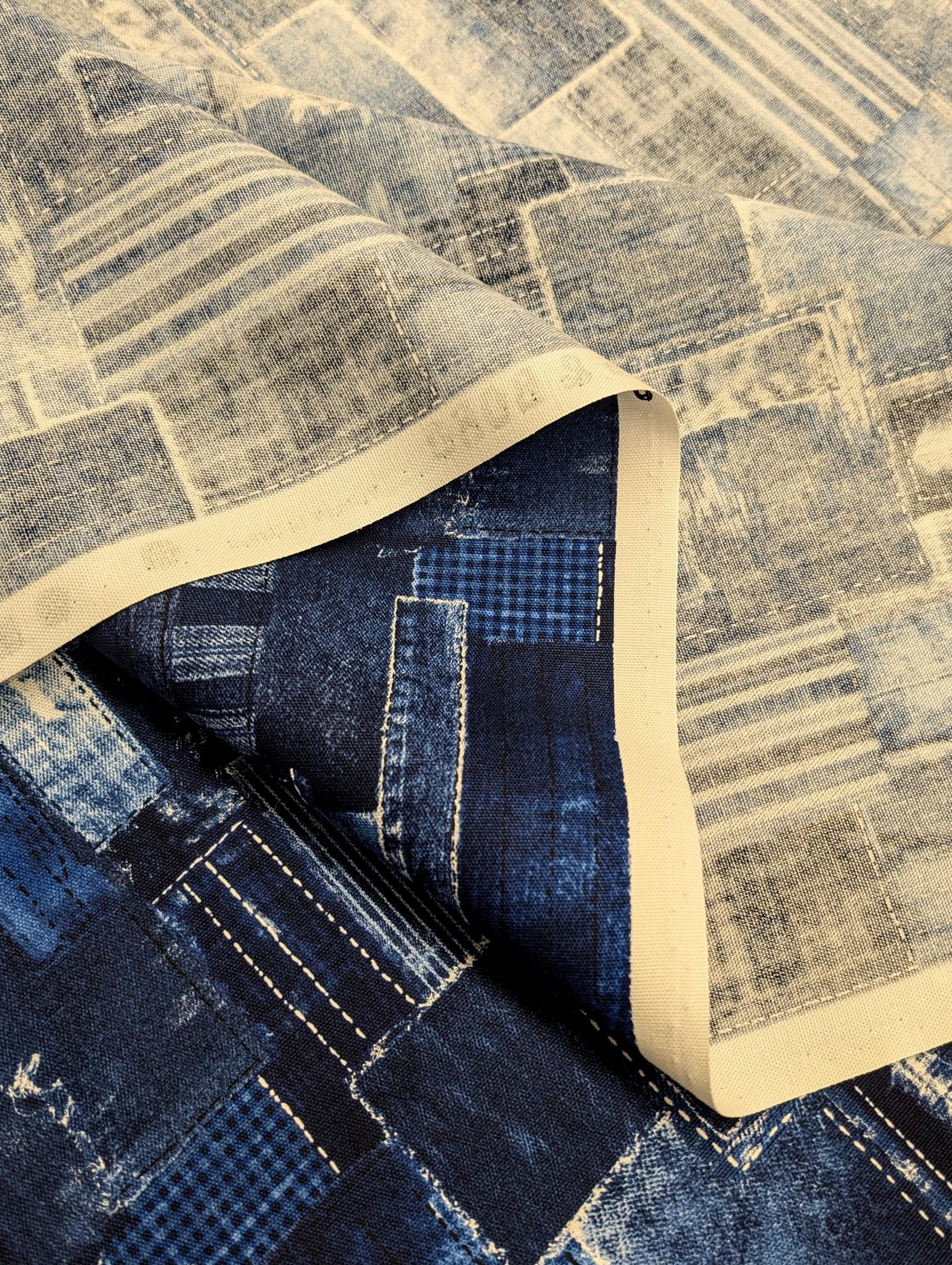 Printed Denim Patchwork Senyo Japanese cotton fabric SO-58600-2 C