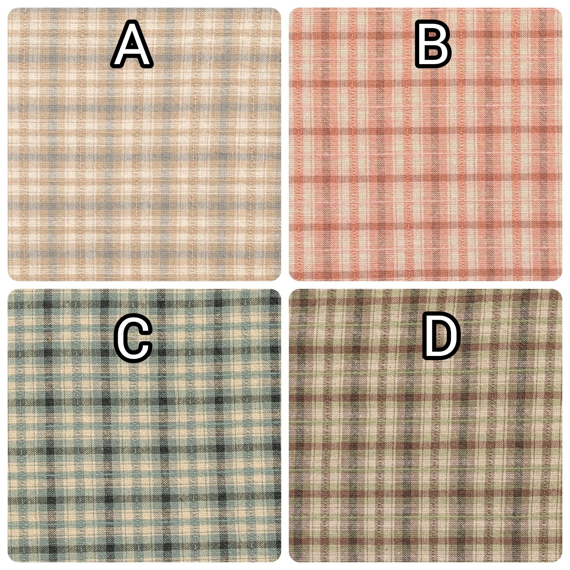 Junko Matsuda yarn dyed plaid Japanese cotton fabric Y25-0208 A beige and blue