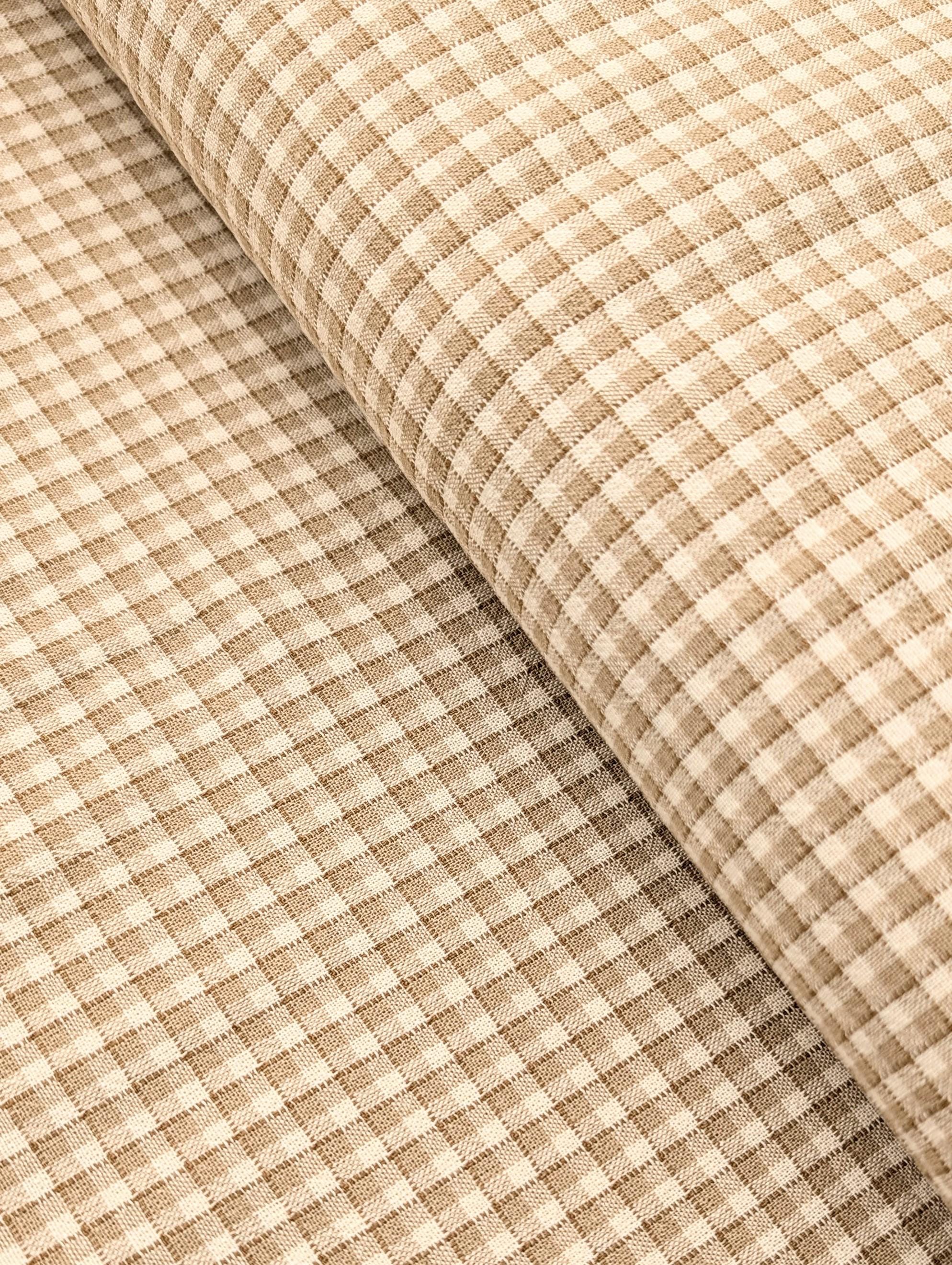 Junko Matsuda yarn dyed gingham Japanese cotton fabric Y23-0193 A beige