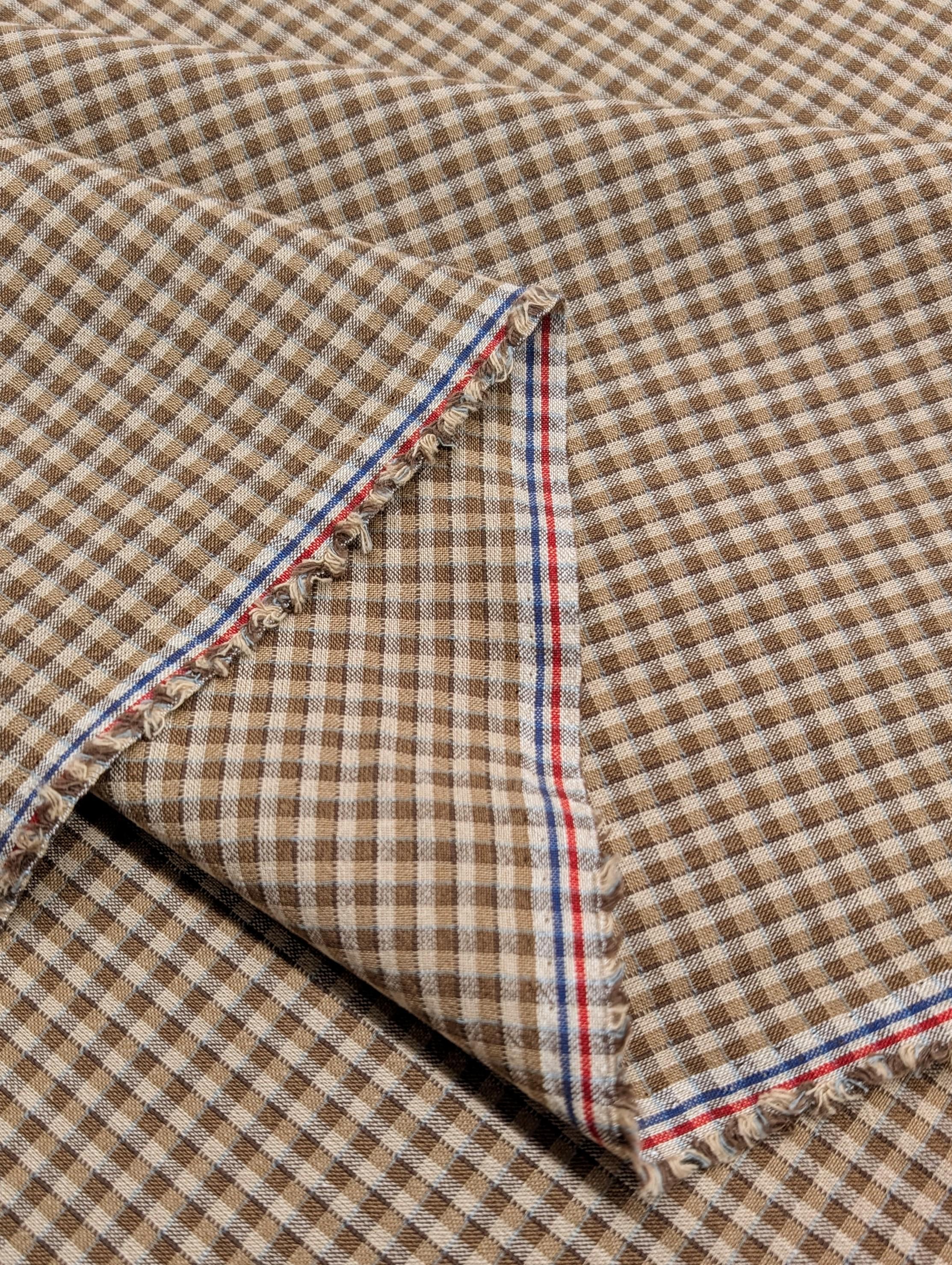 Junko Matsuda yarn dyed gingham Japanese cotton fabric Y23-0193 E brown