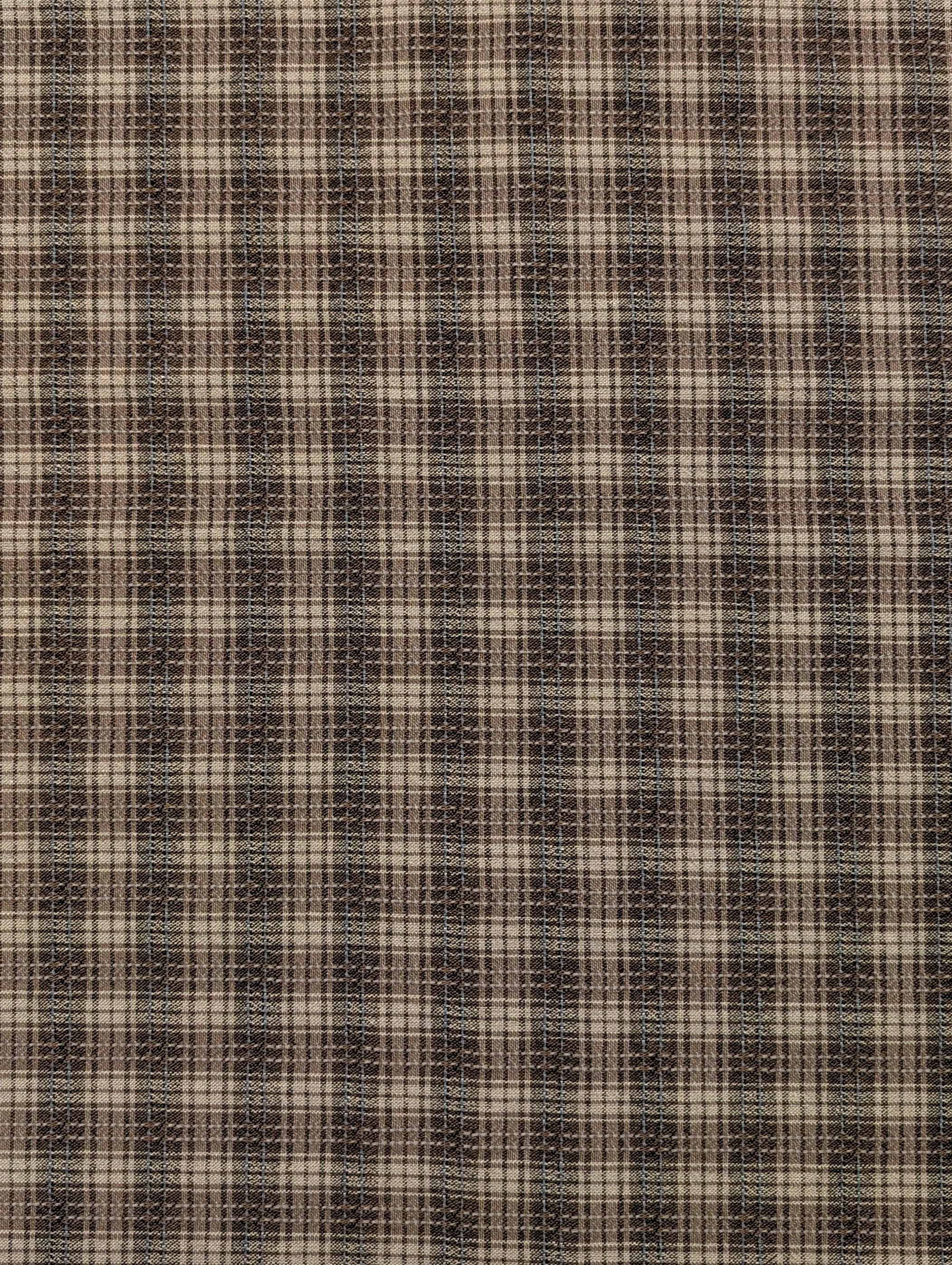 Junko Matsuda yarn dyed plaid Japanese cotton fabric Y25-0194 E brown and beige