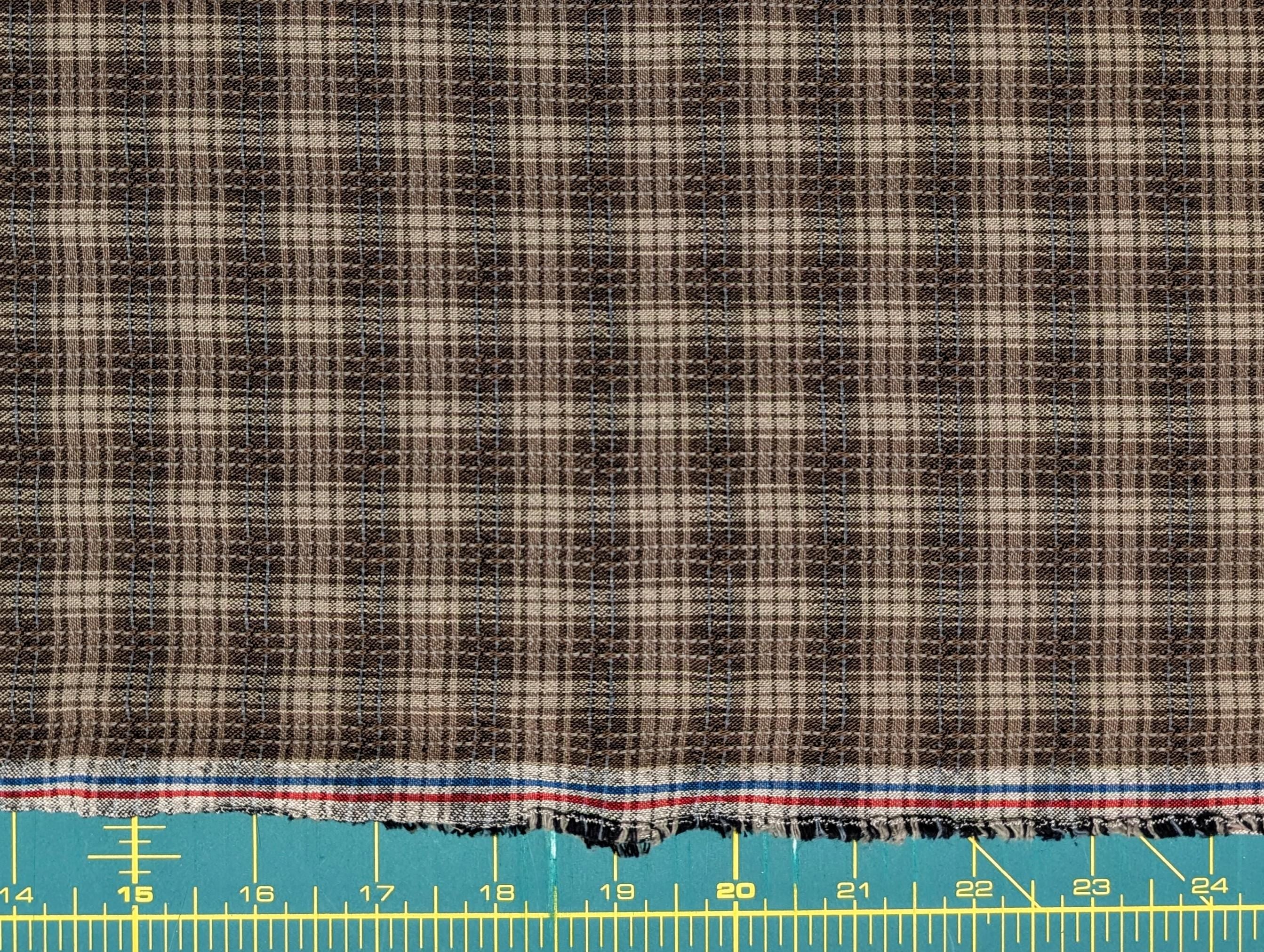 Junko Matsuda yarn dyed plaid Japanese cotton fabric Y25-0194 E brown and beige