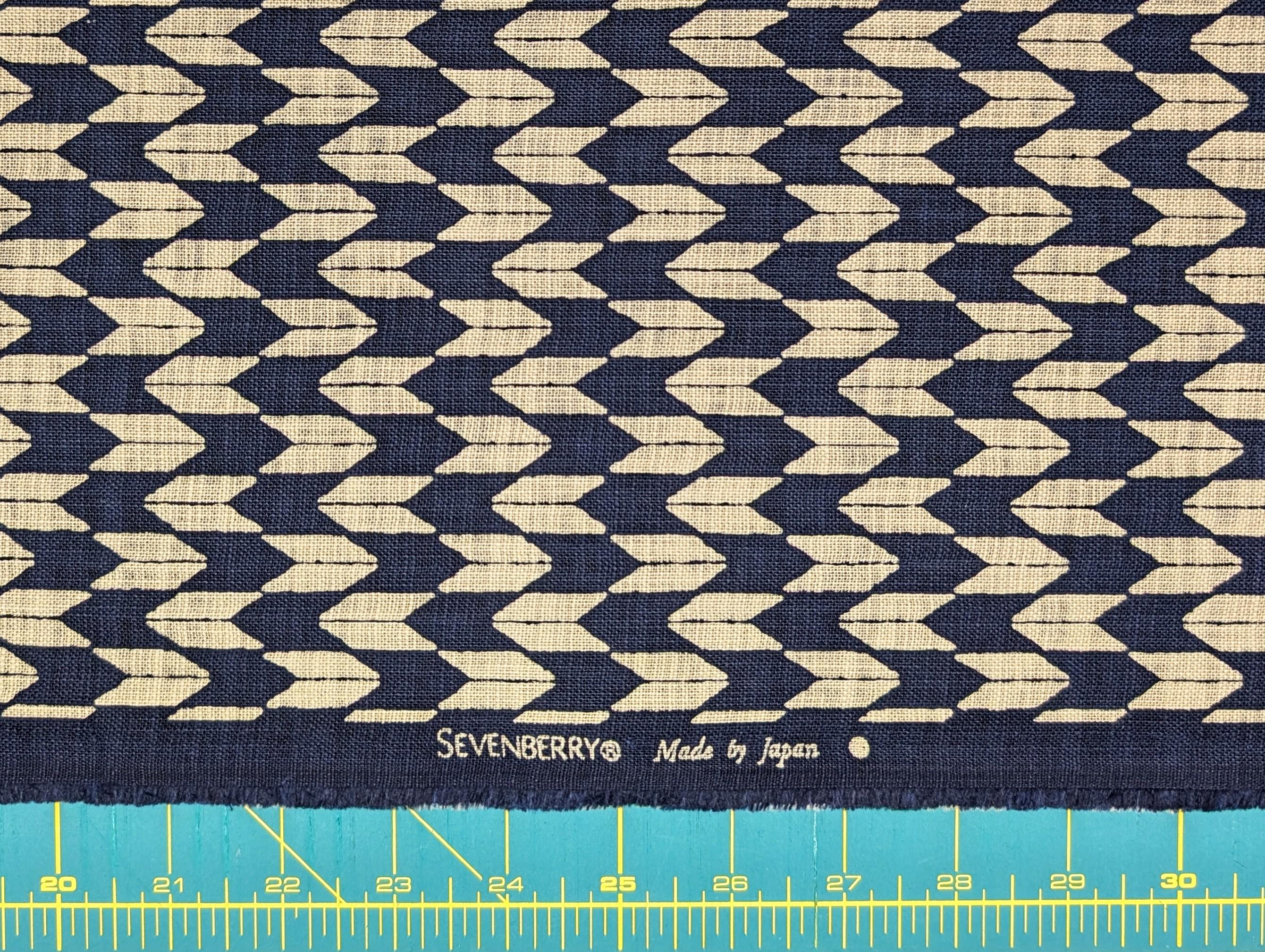 Sevenberry Yagasuri Arrows Japanese cotton fabric 88223-27 navy blue beige