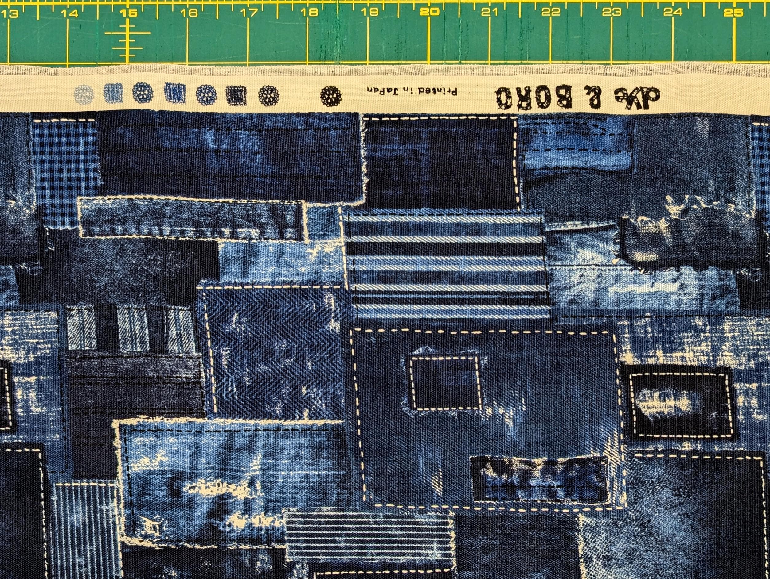 Printed Denim Patchwork Senyo Japanese cotton fabric SO-58600-2 C