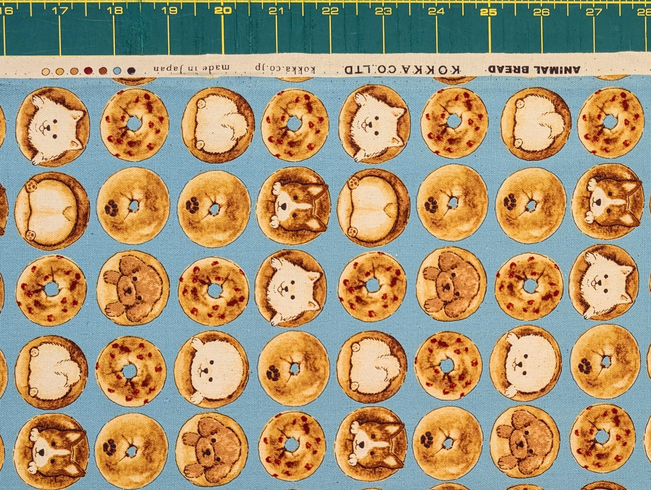 Bagel Dogs Kokka Japanese cotton light Oxford fabric YPA-51010-2 C blue