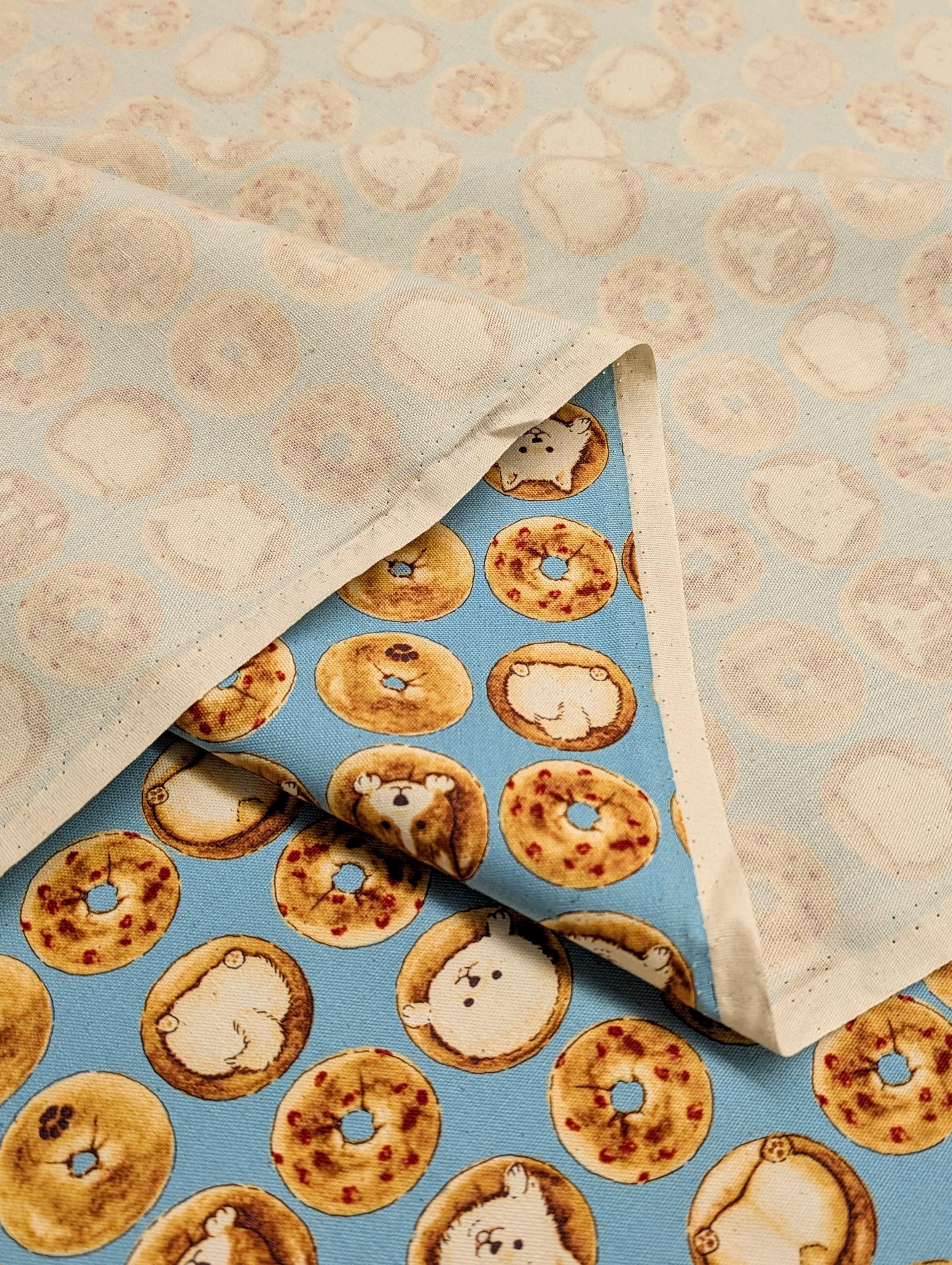 Bagel Dogs Kokka Japanese cotton light Oxford fabric YPA-51010-2 C blue