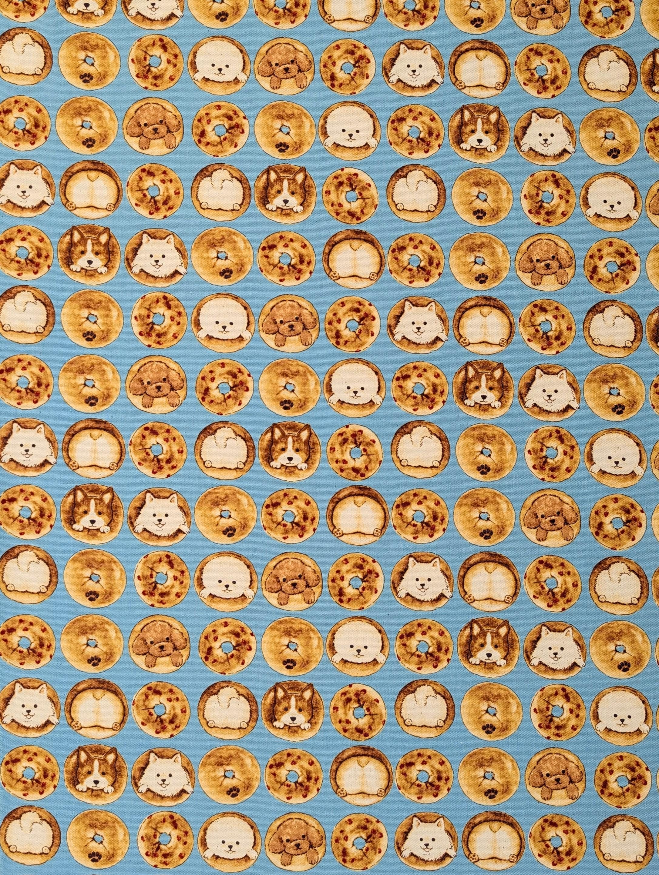 Bagel Dogs Kokka Japanese cotton light Oxford fabric YPA-51010-2 C blue