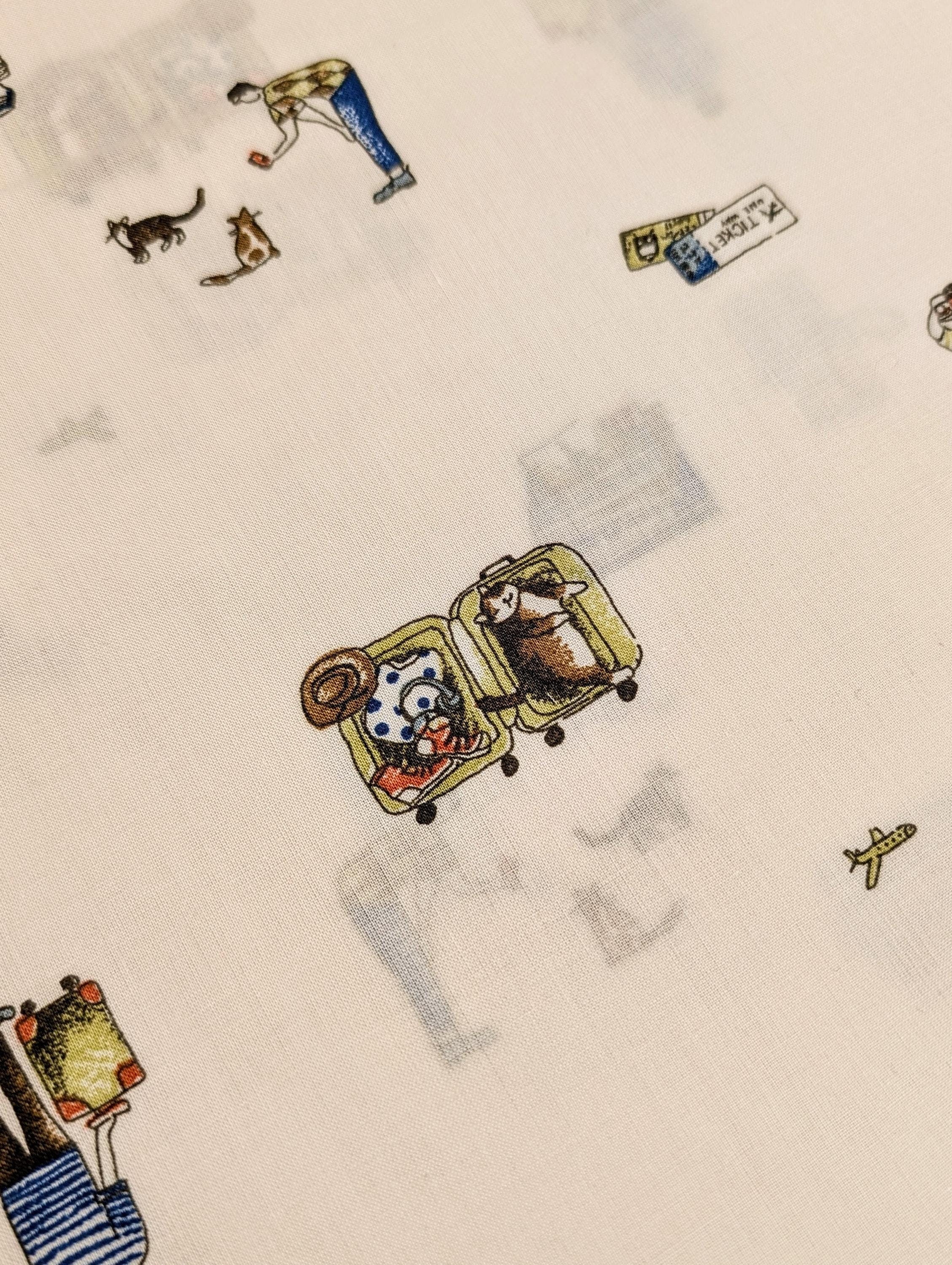 Travel Time Hokkoh cotton lawn fabric 1024-606 2 A white