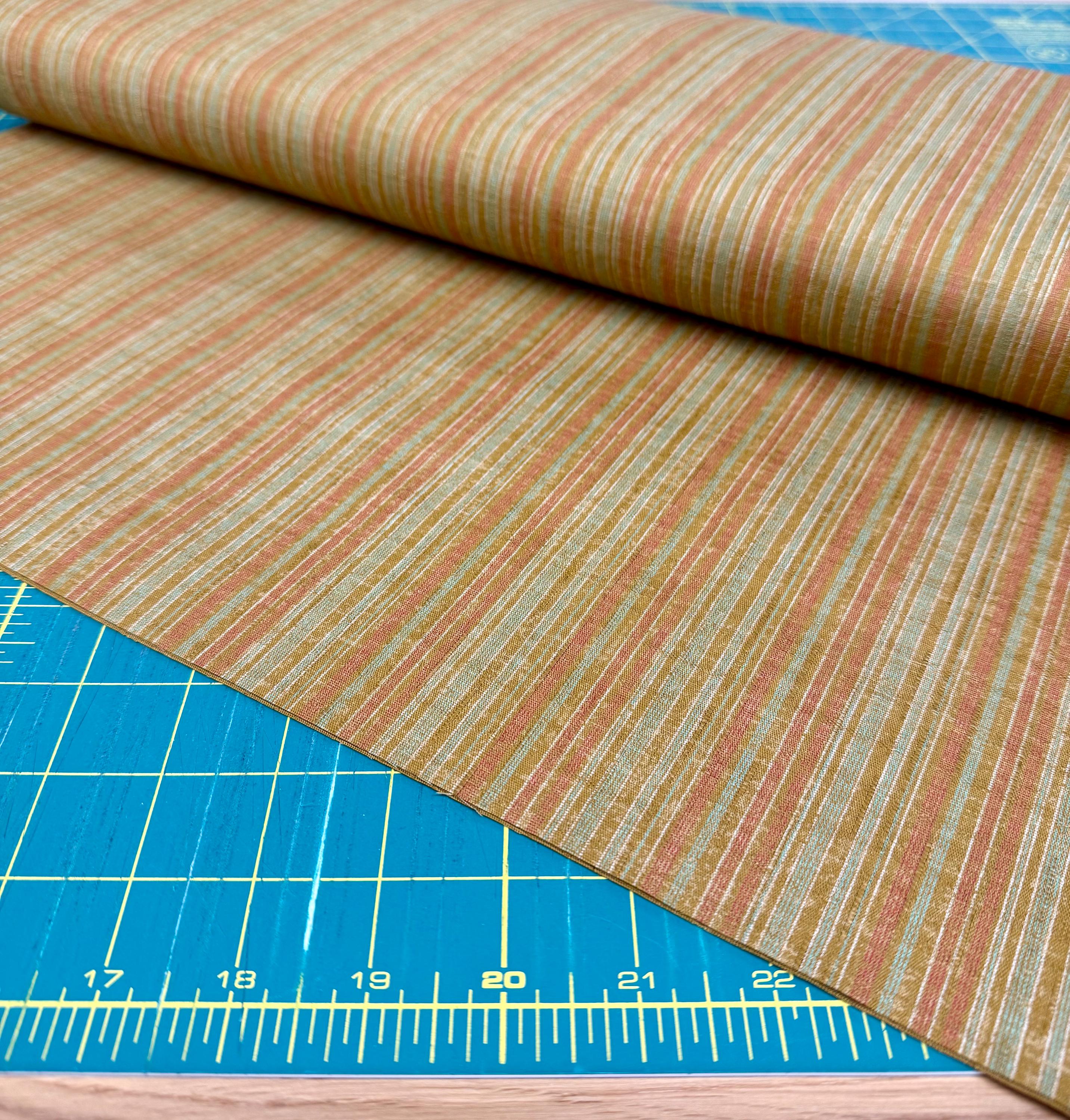 Morikiku Japanese cotton dobby fabric Stripes M2070-3B orange red green