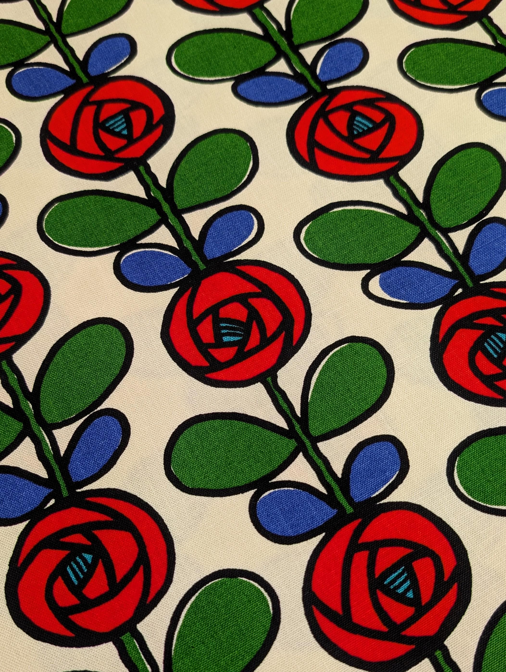 Scandinavian Roses Japanese cotton light Oxford canvas fabric UP-5693 A white