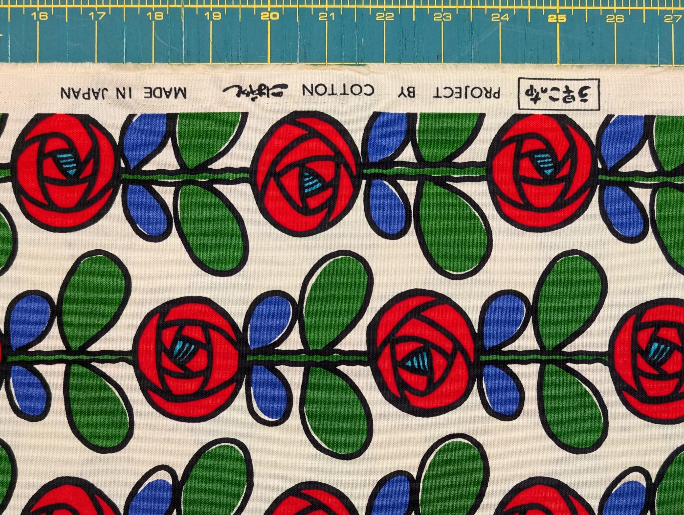 Scandinavian Roses Japanese cotton light Oxford canvas fabric UP-5693 A white