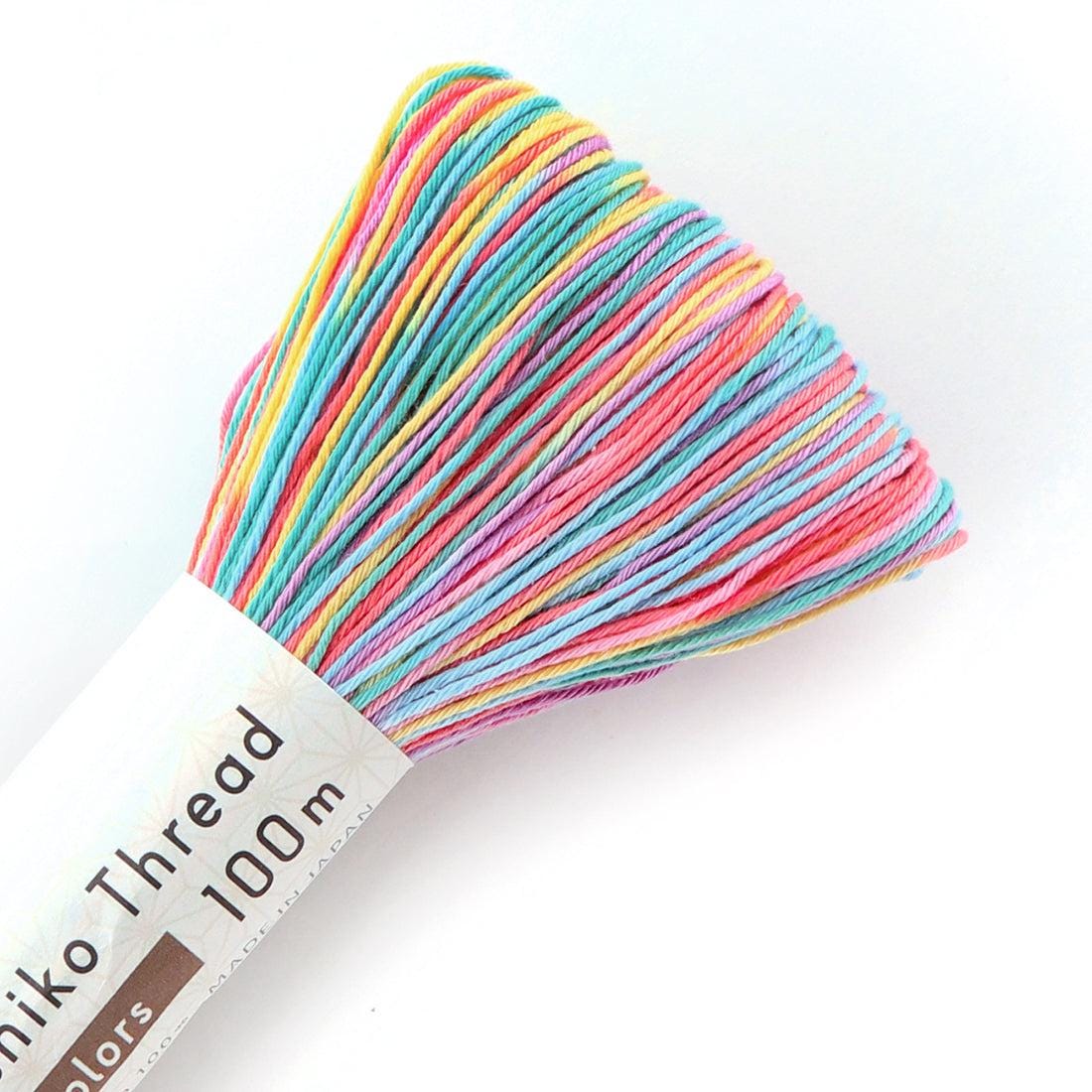 Olympus Color #306 Japanese sashiko thread variegated VIBRANT PASTEL RAINBOW 100 meter skein