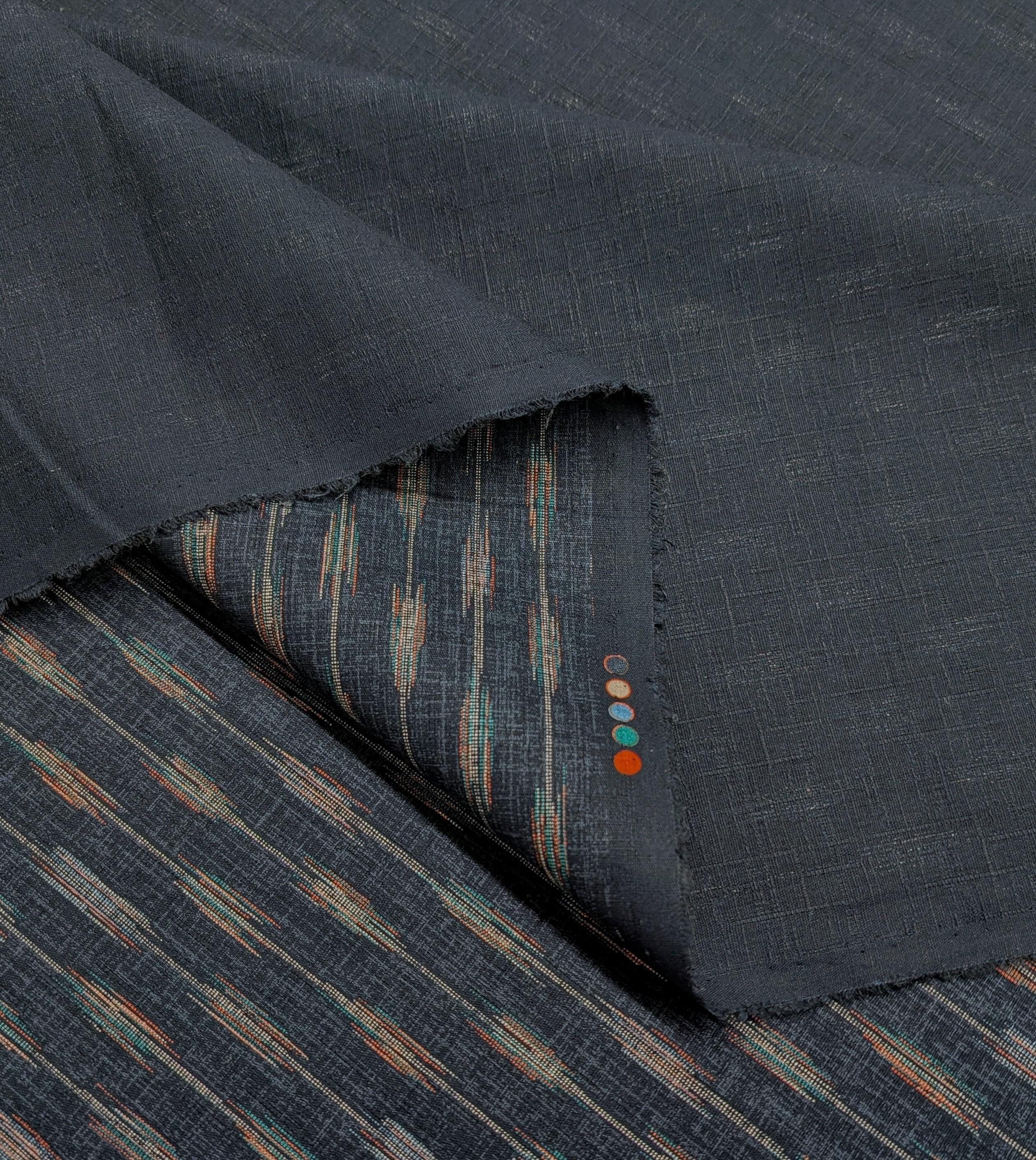 Morikiku Arrows in indigo blue Japanese cotton dobby fabric M17000 B22