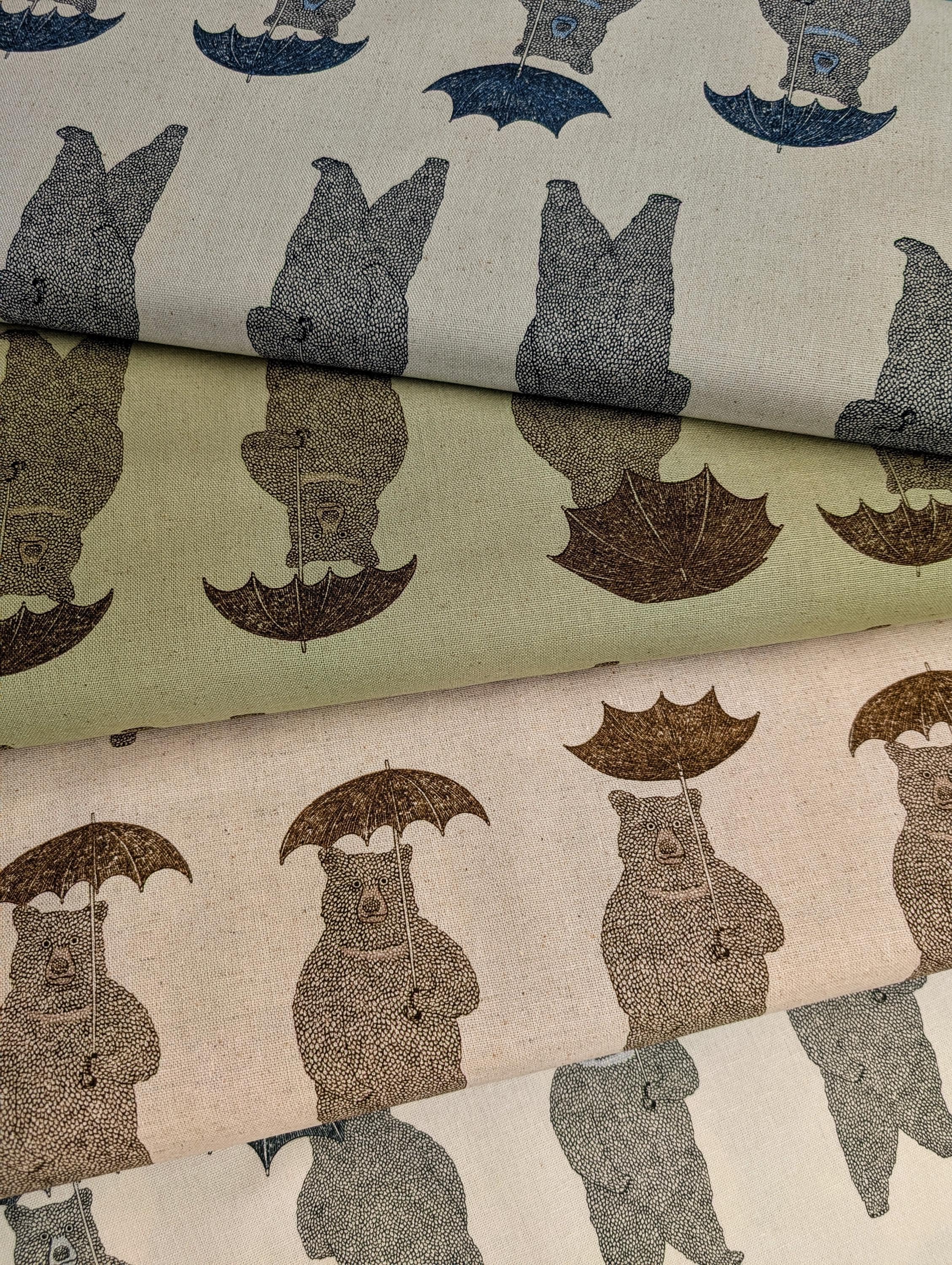 Koizumi - SWATCHES Bear-able Weather Bears with Umbreallas Cotton/Linen Canvas