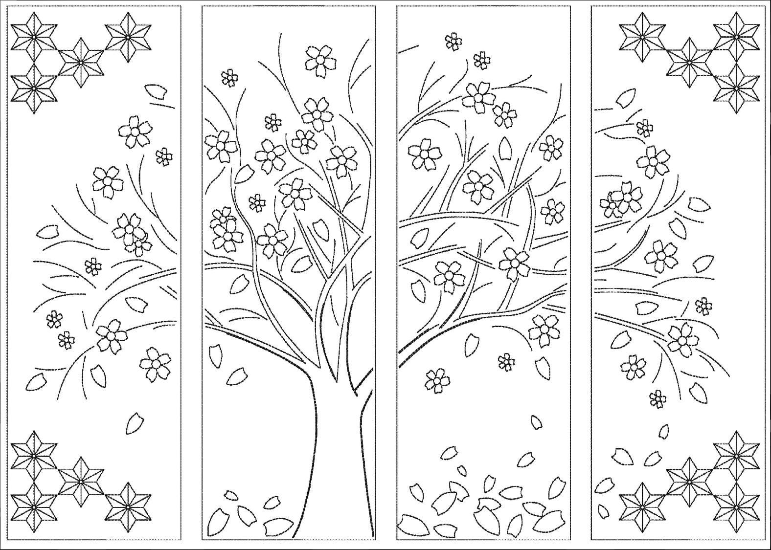 Orimono Imports - Sakura Cherry Tree Sashiko Washout Fabric Panel