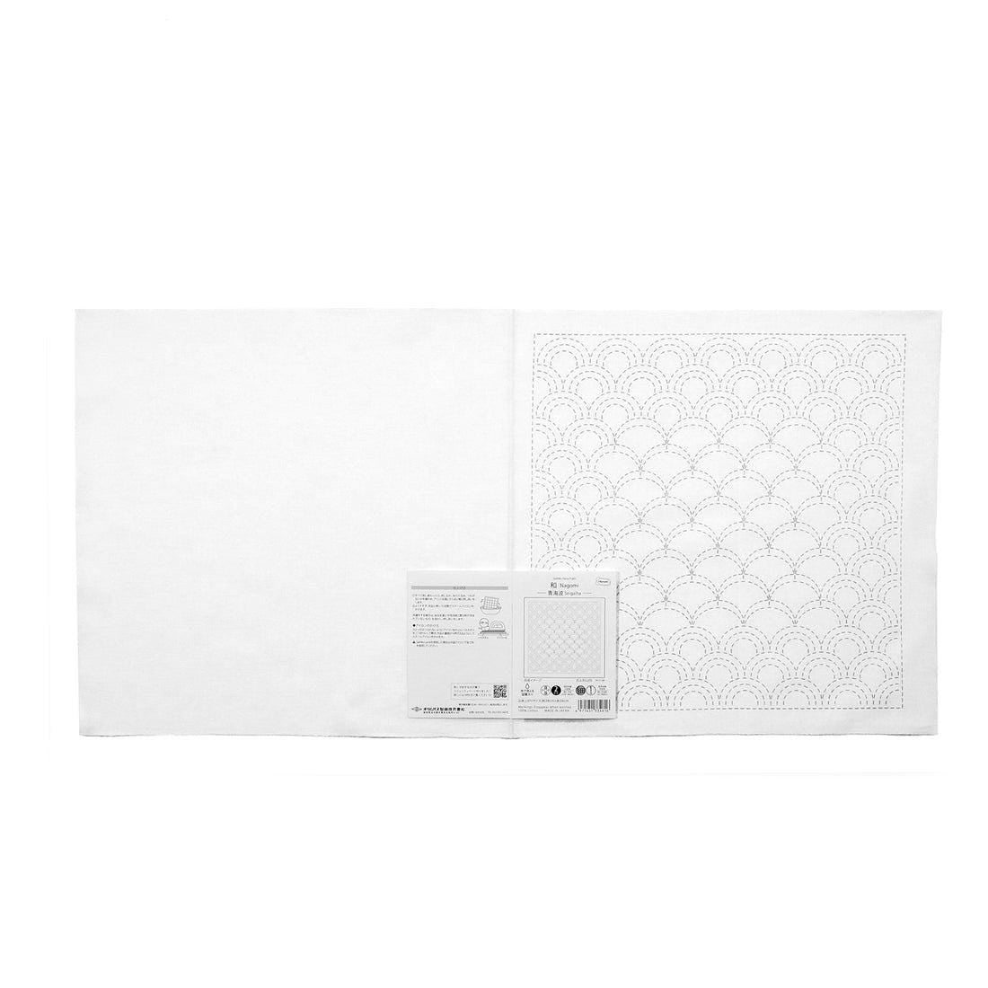Olympus - Nagomi Collection "Seigaiha" Cotton Sashiko Sampler Cloth - White