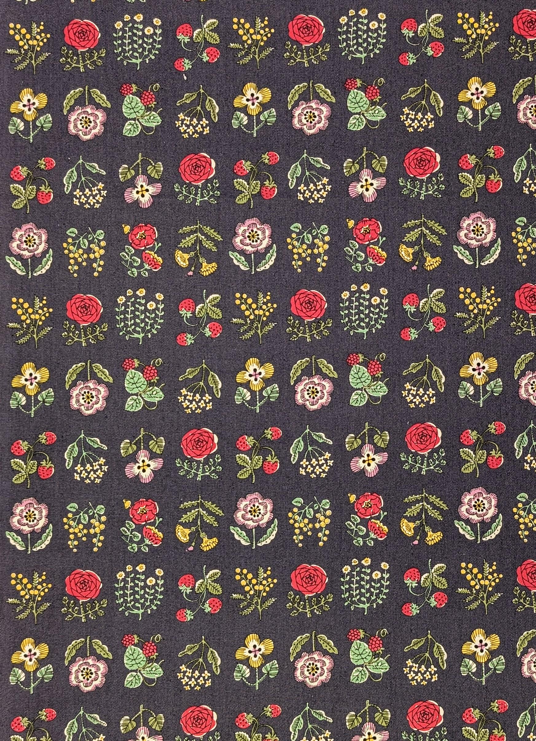 Linnea Wildflower Kokka Japanese cotton Oxford fabric YKA-26000-1 C gray