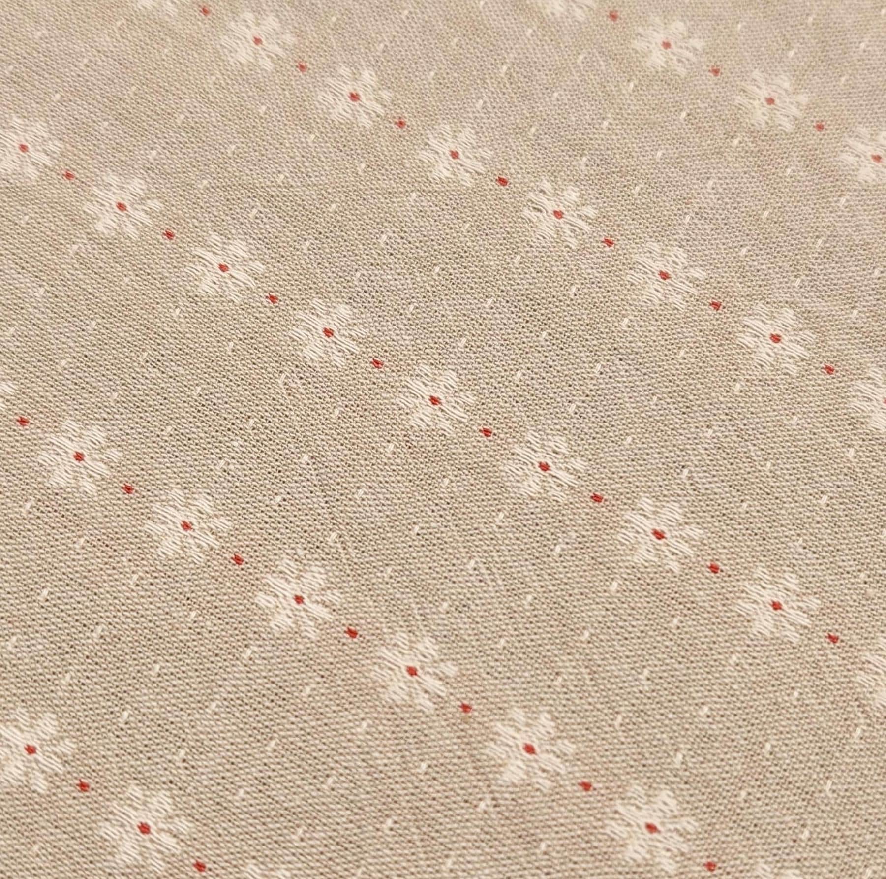 Junko Matsuda yarn dyed Daisy Stripes Japanese cotton fabric Y27-0206 A beige