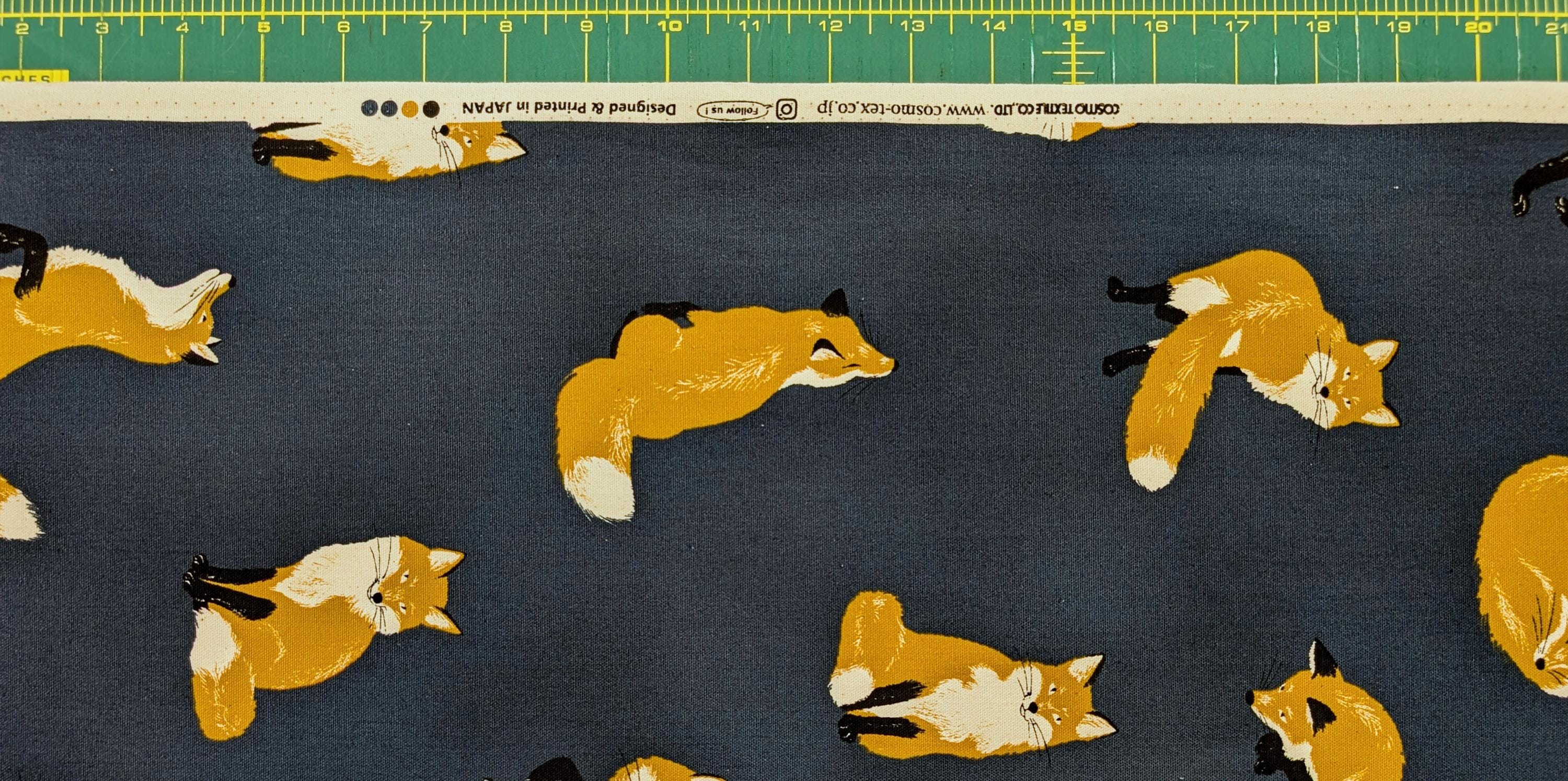 Playful Foxes Cosmo Japanese cotton oxford fabric AP51102H-2 D navy blue