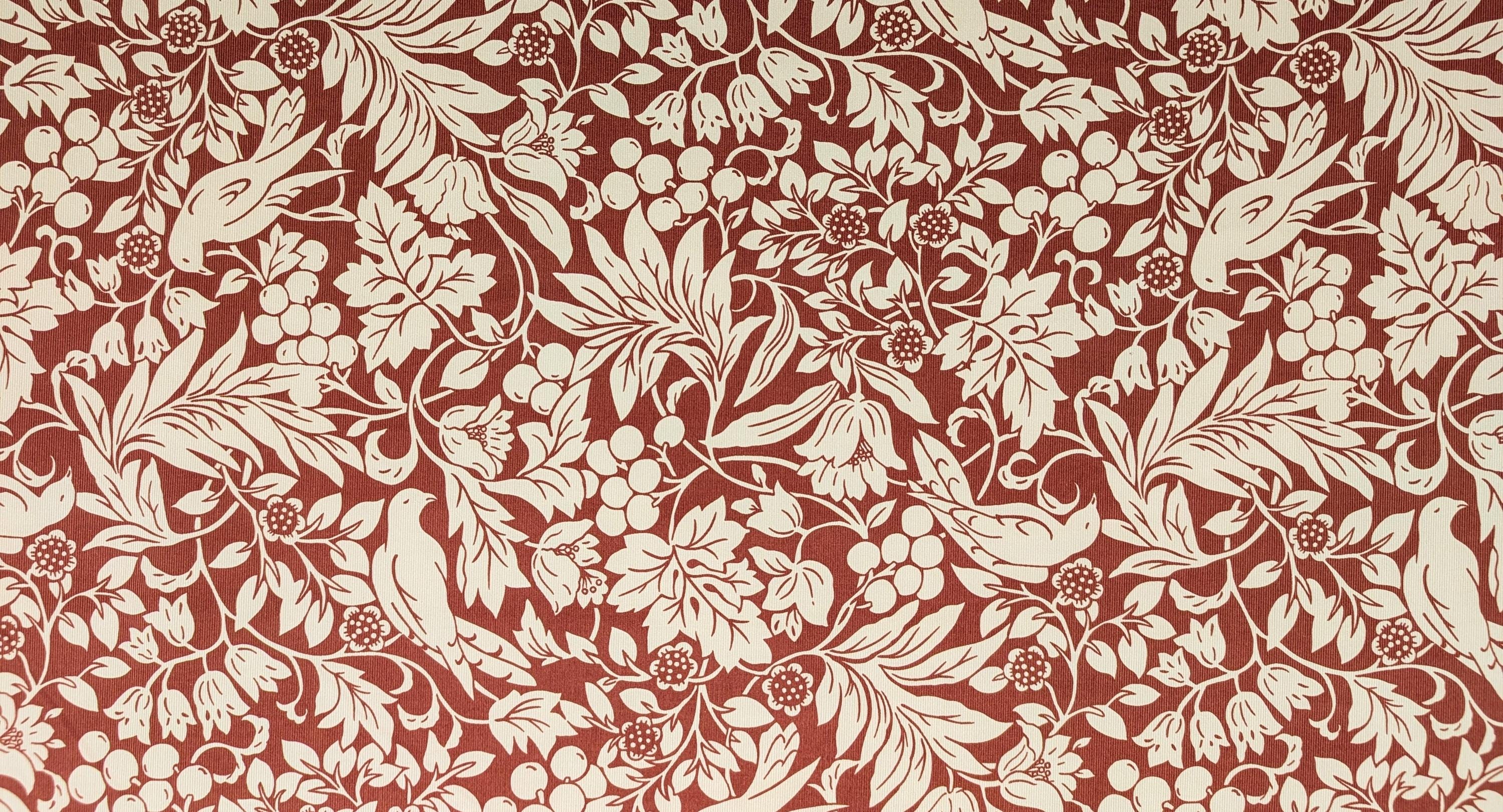 Kobayashi - NEW Botanical Doves Pin Wale Cotton Corduroy - Red & Ivory