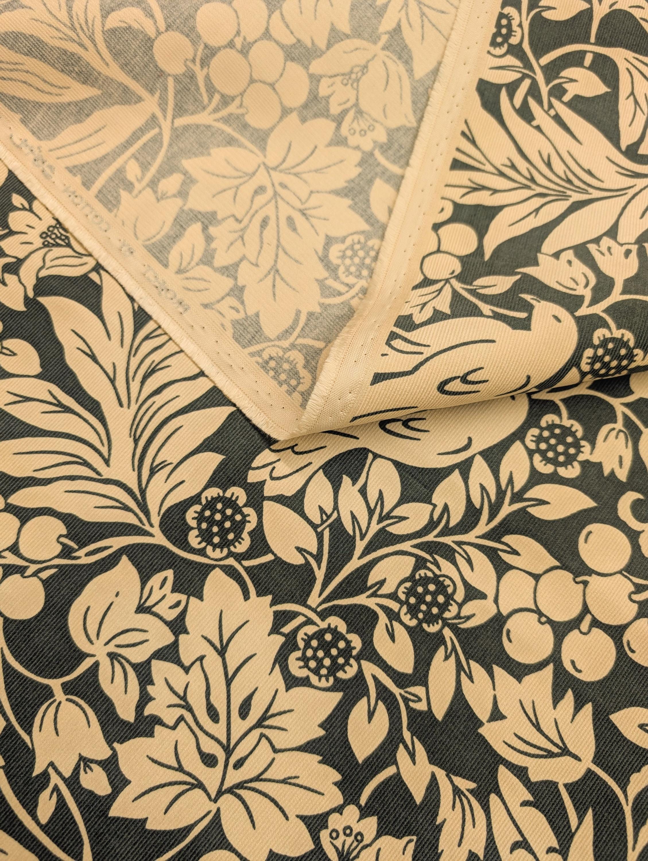 Kobayashi - NEW Botanical Doves Pin Wale Cotton Corduroy - Ivory & Green