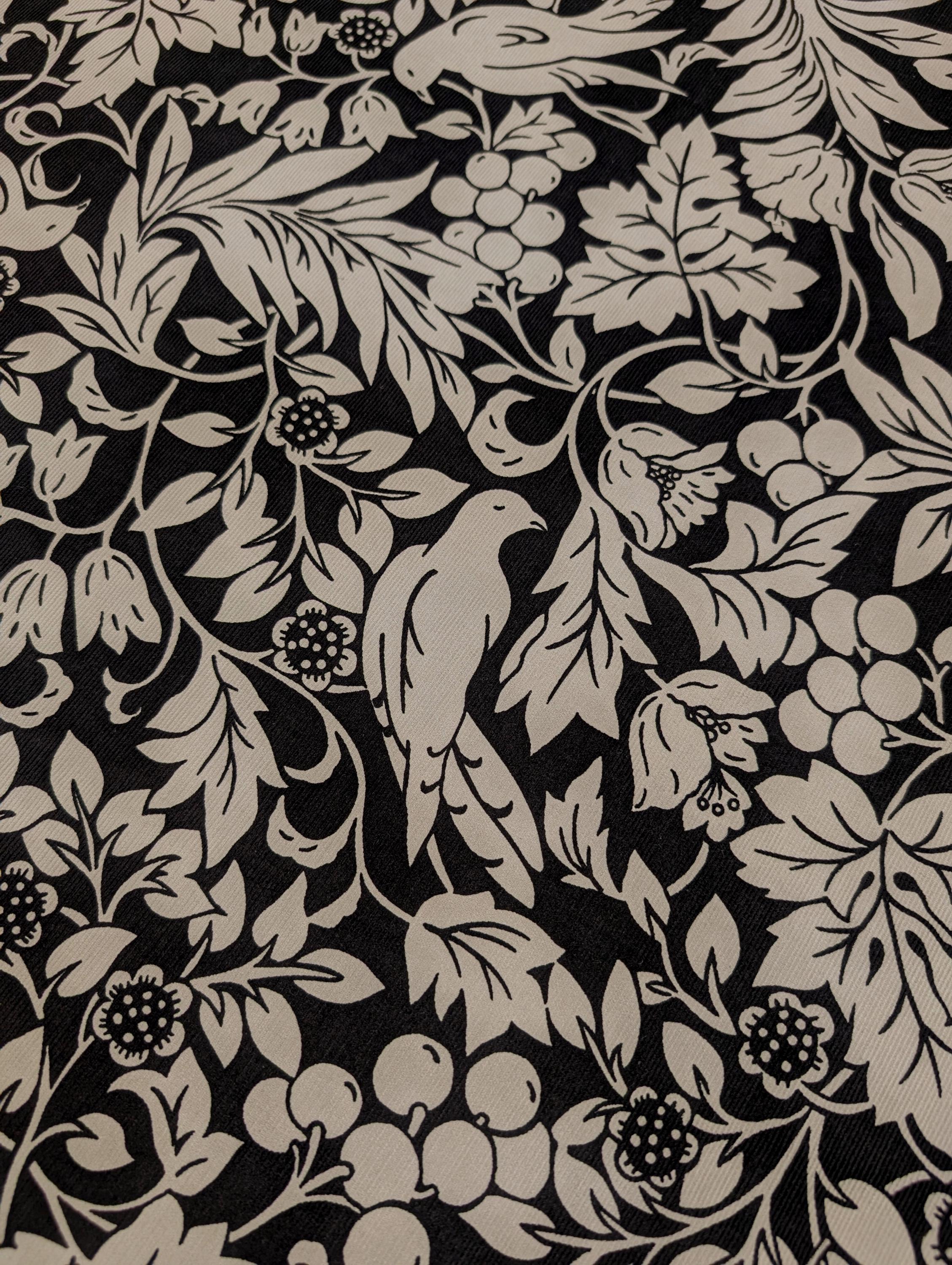 Kobayashi - NEW Botanical Doves Pin Wale Cotton Corduroy - Black & Gray