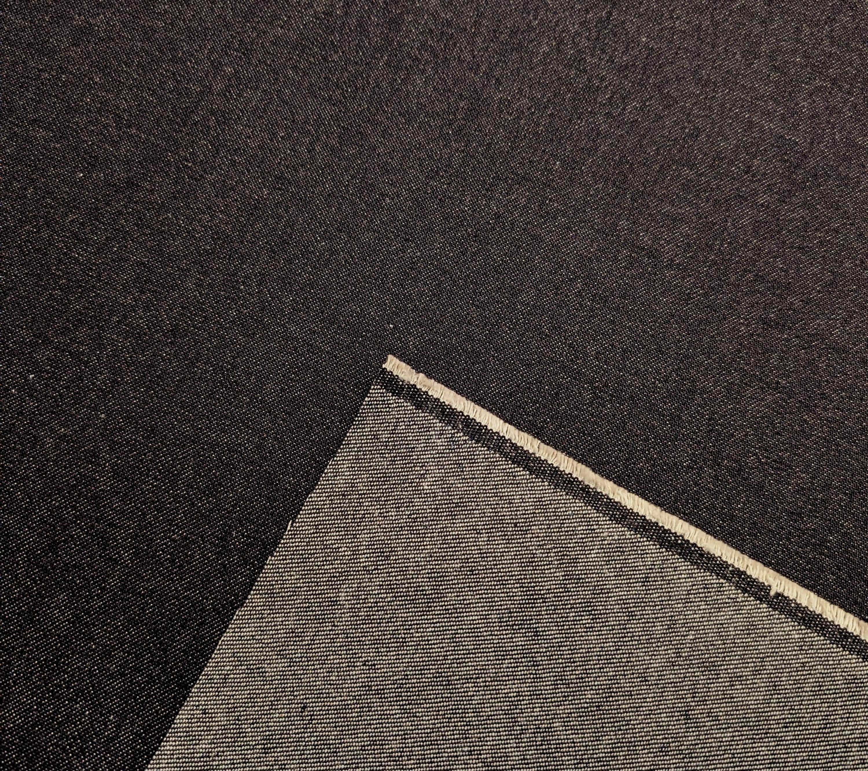 Japanese Denim 12 ounce non-stretch cotton fabric black blue half yard