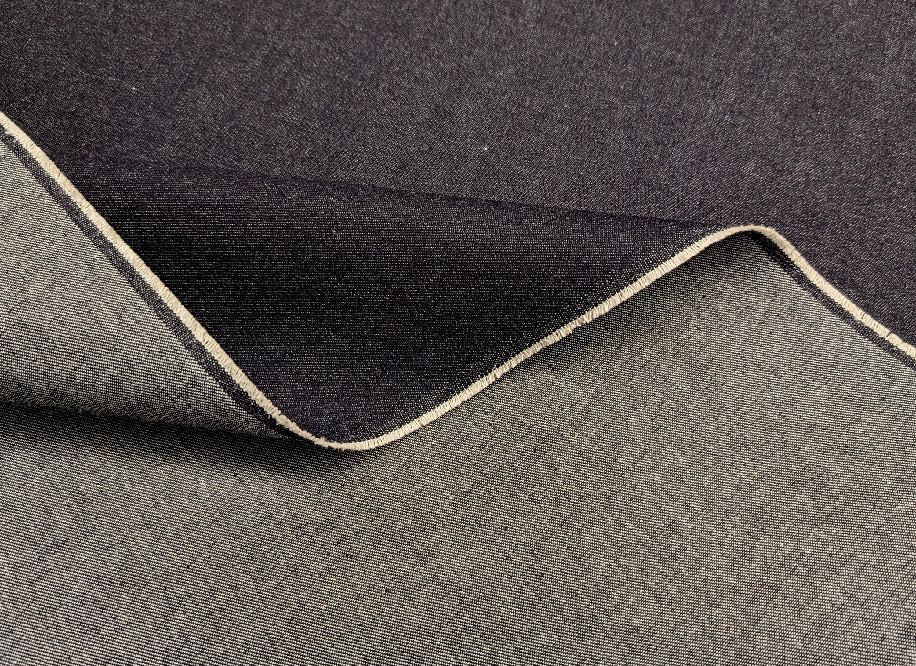 Japanese Denim 12 ounce non-stretch cotton fabric black blue half yard