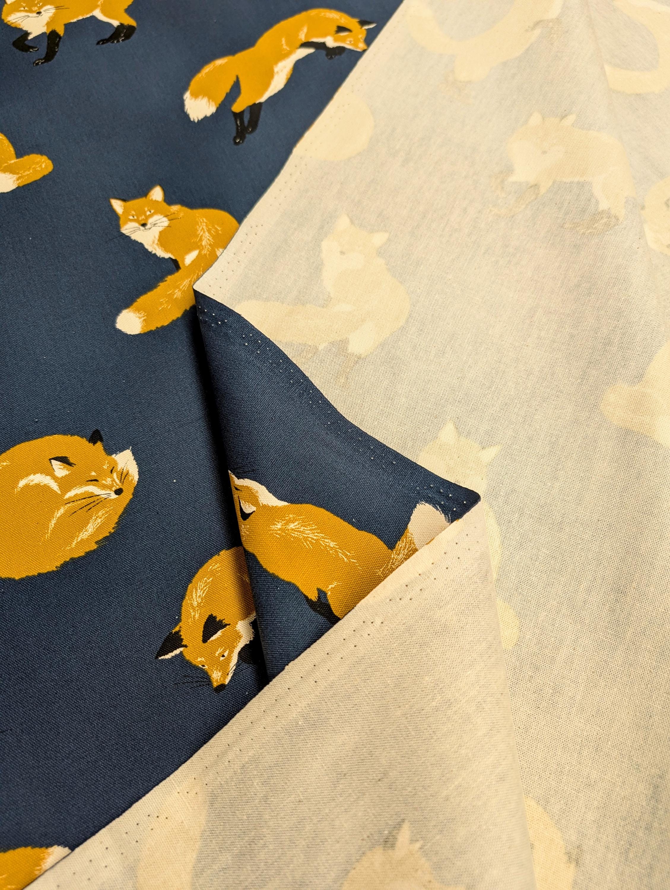 Playful Foxes Cosmo Japanese cotton oxford fabric AP51102H-2 D navy blue
