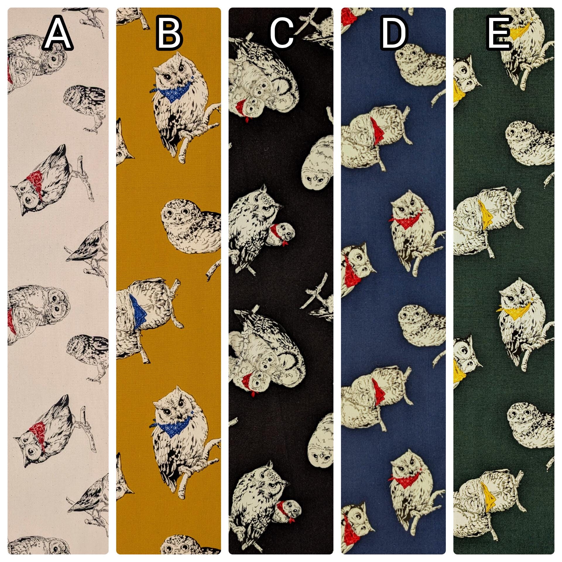 Owls in Bandanas Cosmo Japanese cotton oxford fabric AP41401-2 B mustard