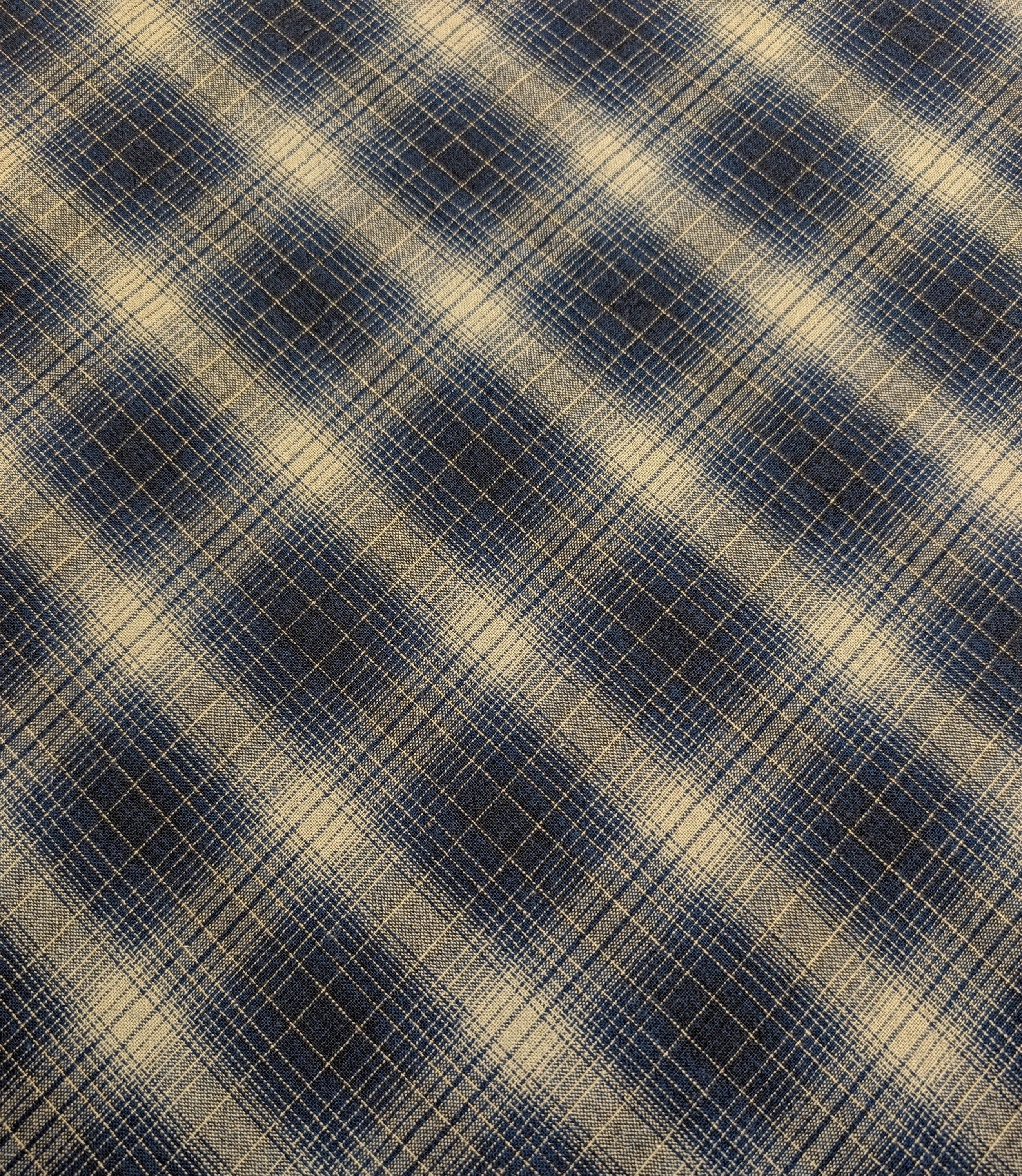 NEW Japanese yarn dyed ombre plaid cotton fabric SY10630S G navy blue & beige