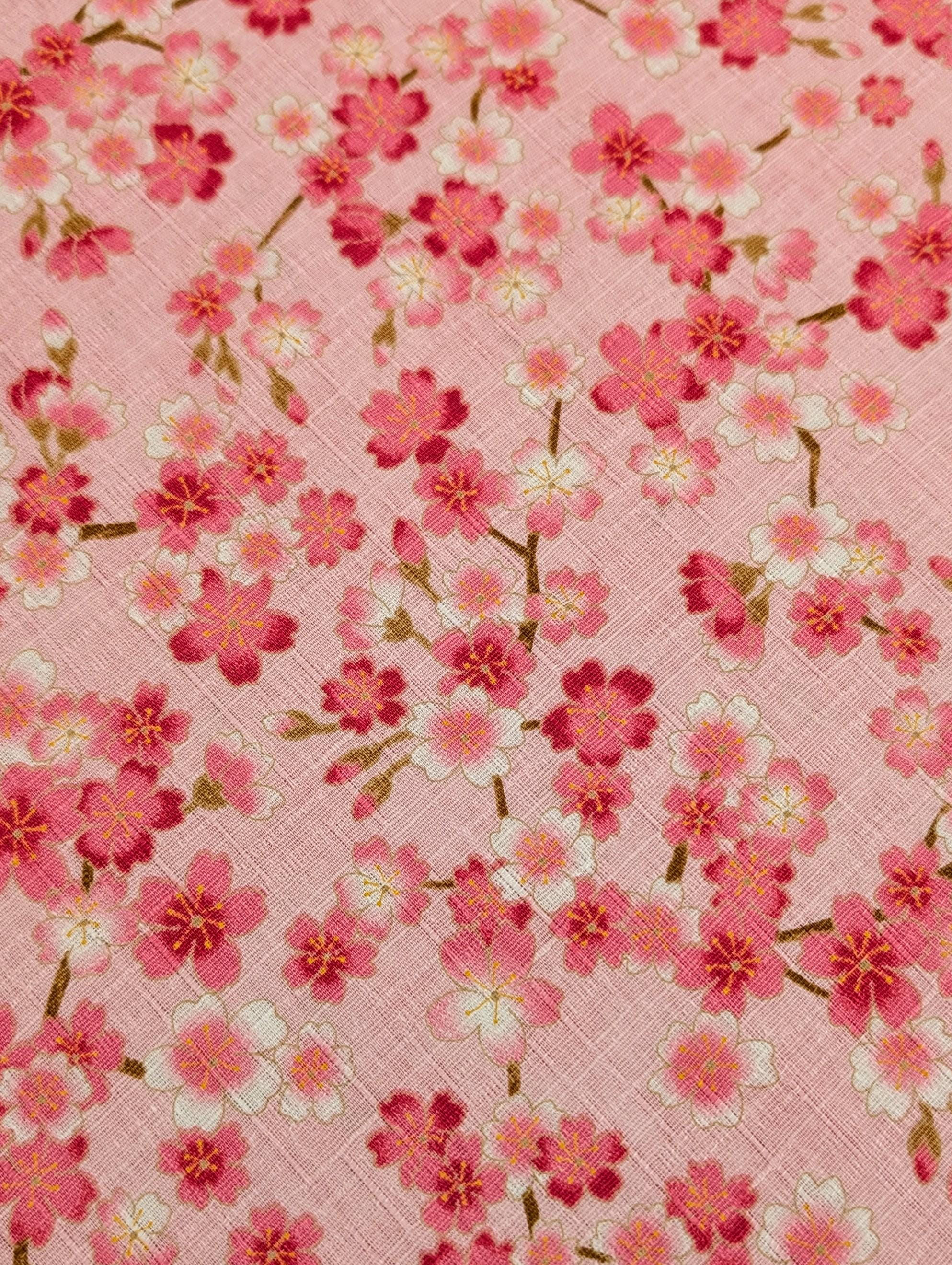 NEW Blooming Sakura Hishiei Japanese dobby cotton fabric H-7121-1 B pink