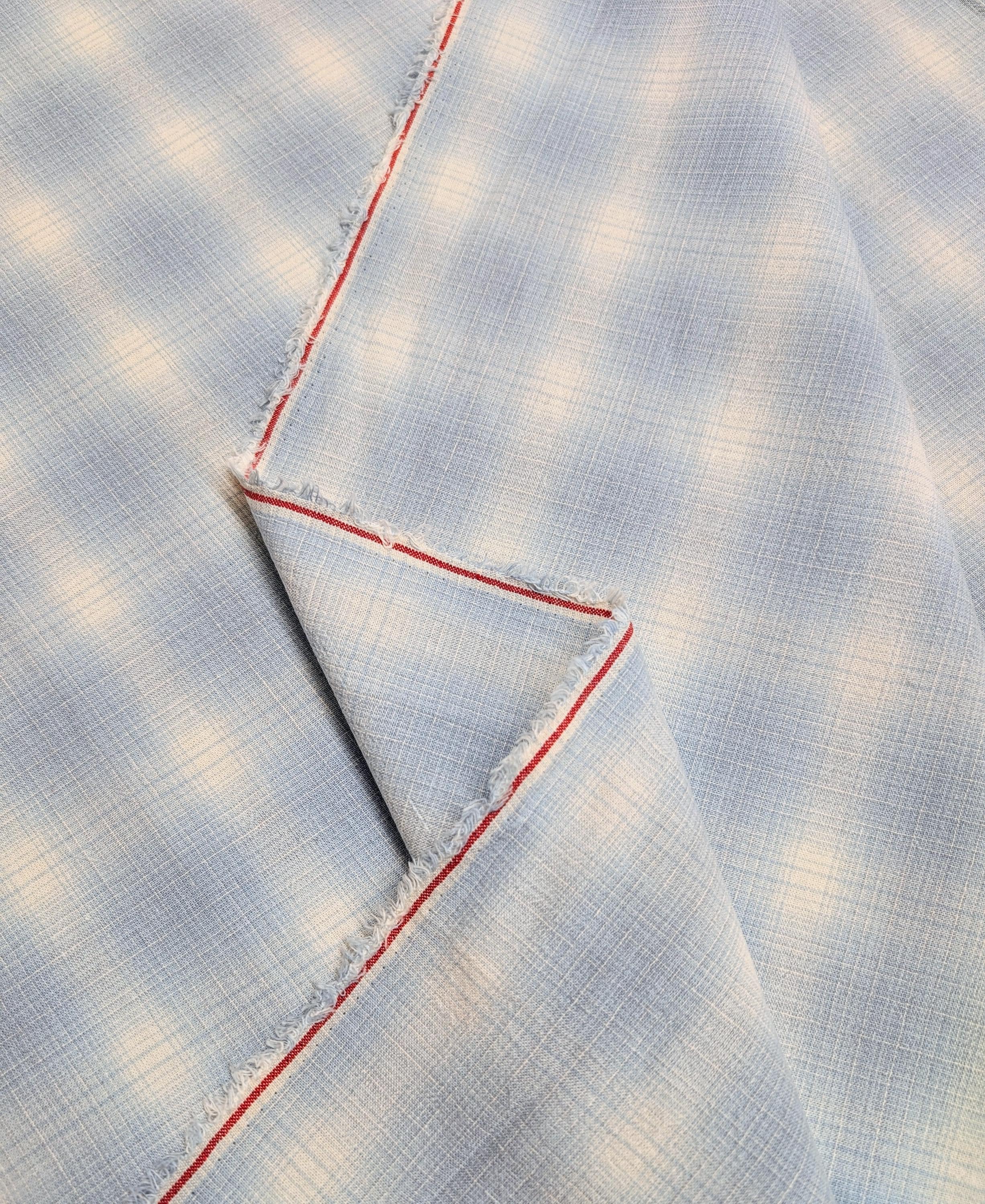 NEW Japanese yarn dyed ombre plaid cotton fabric SY10630S D light blue