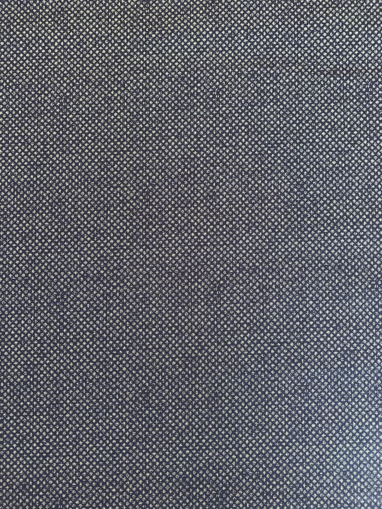 Senyo - Woven-look Stars Cotton Fabric - Navy Blue