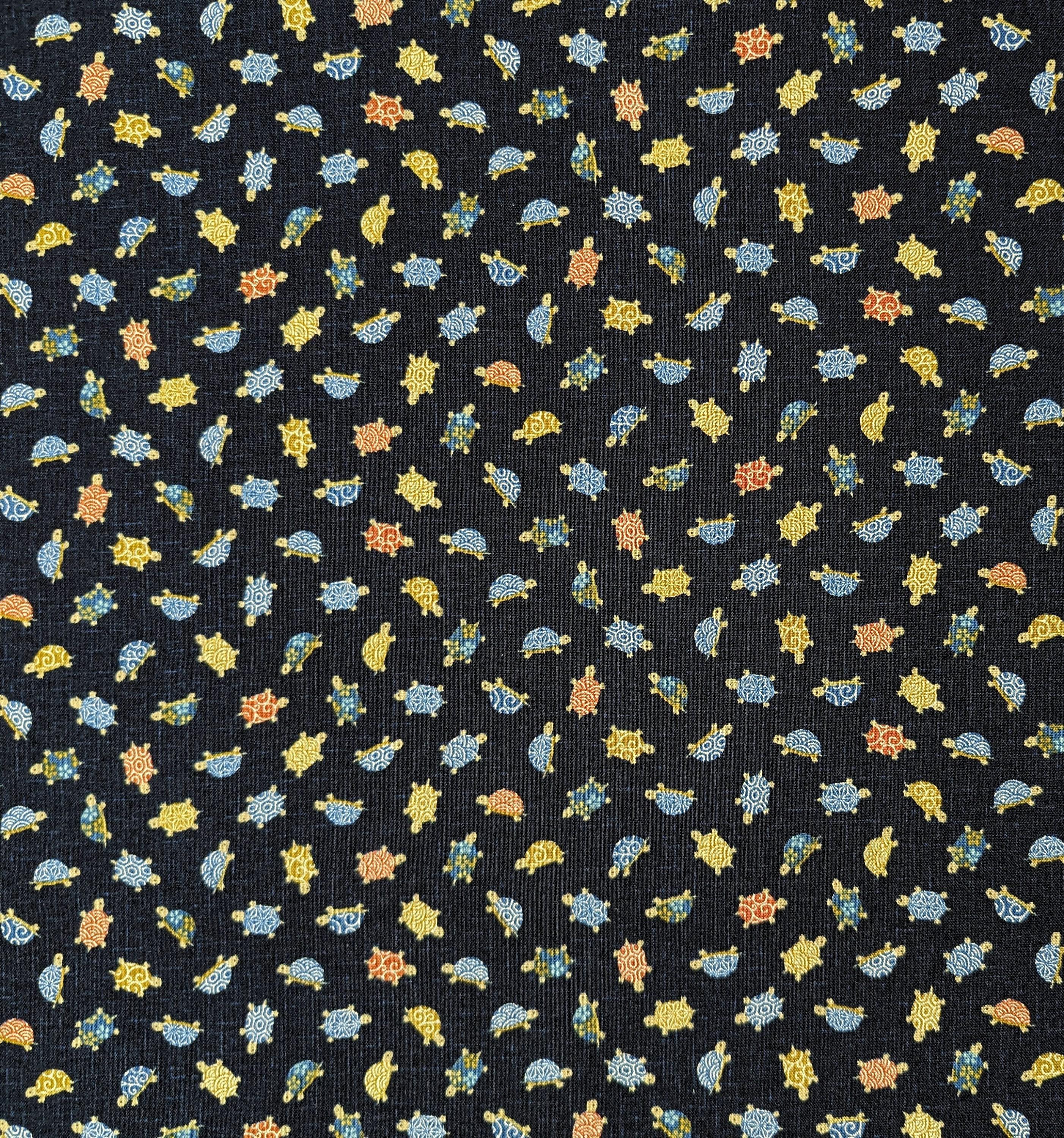 Sevenberry - Patterned Turtles Cotton Fabric - Navy Blue
