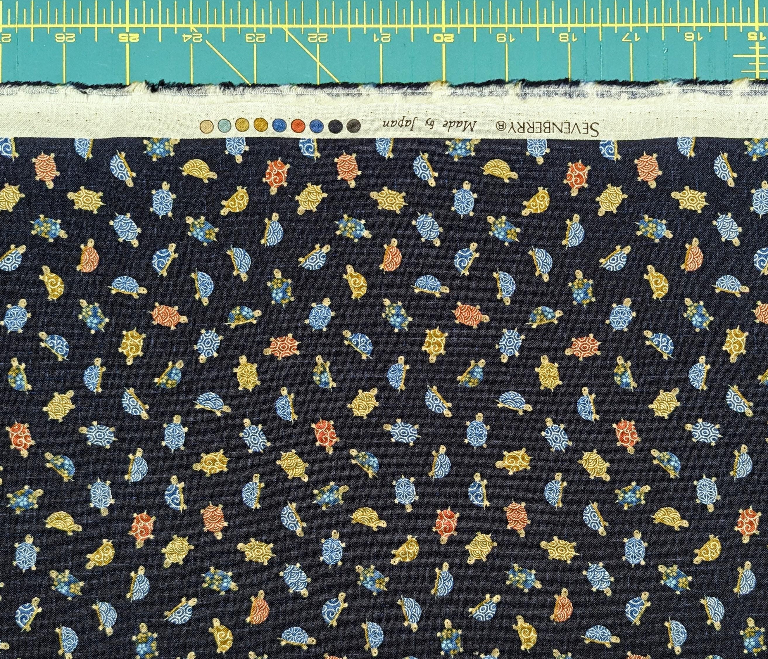 Sevenberry - Patterned Turtles Cotton Fabric - Navy Blue