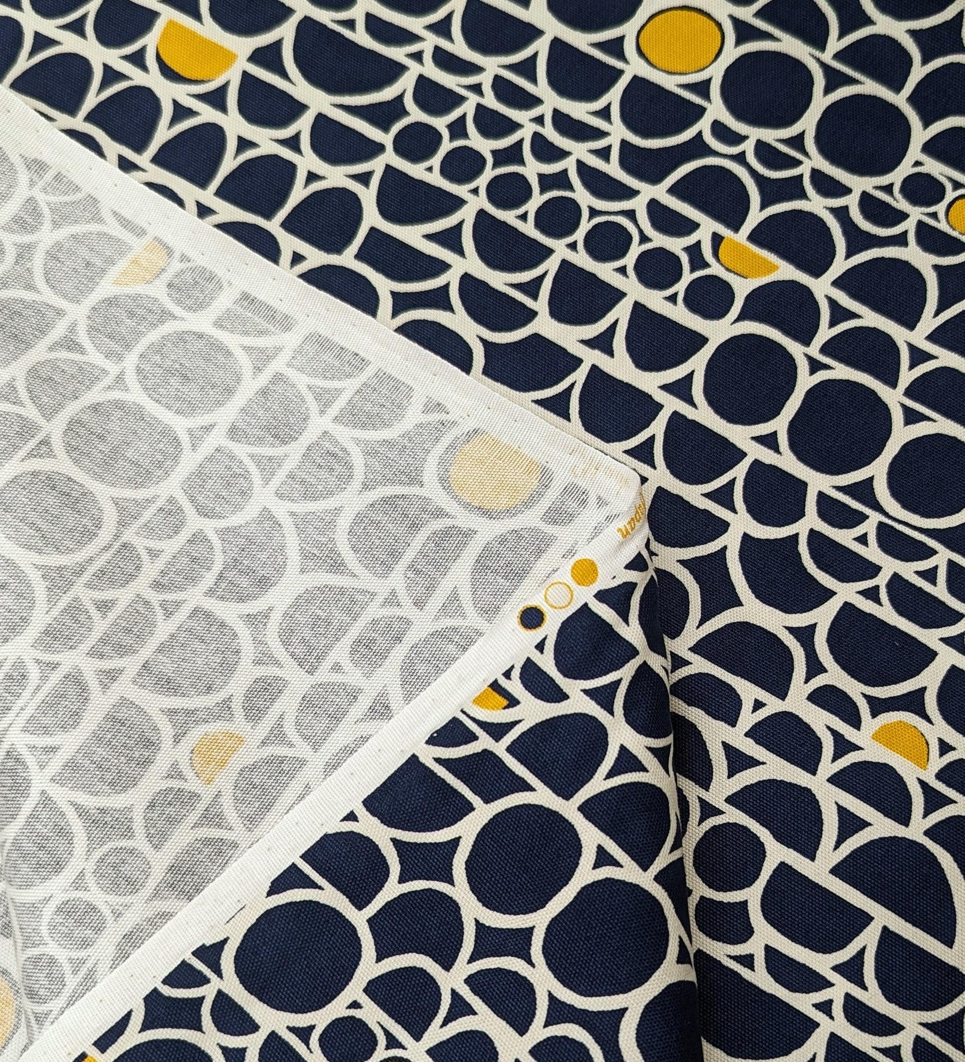 Sunwell - Abstract Bubbles Cotton Oxford - Navy Blue