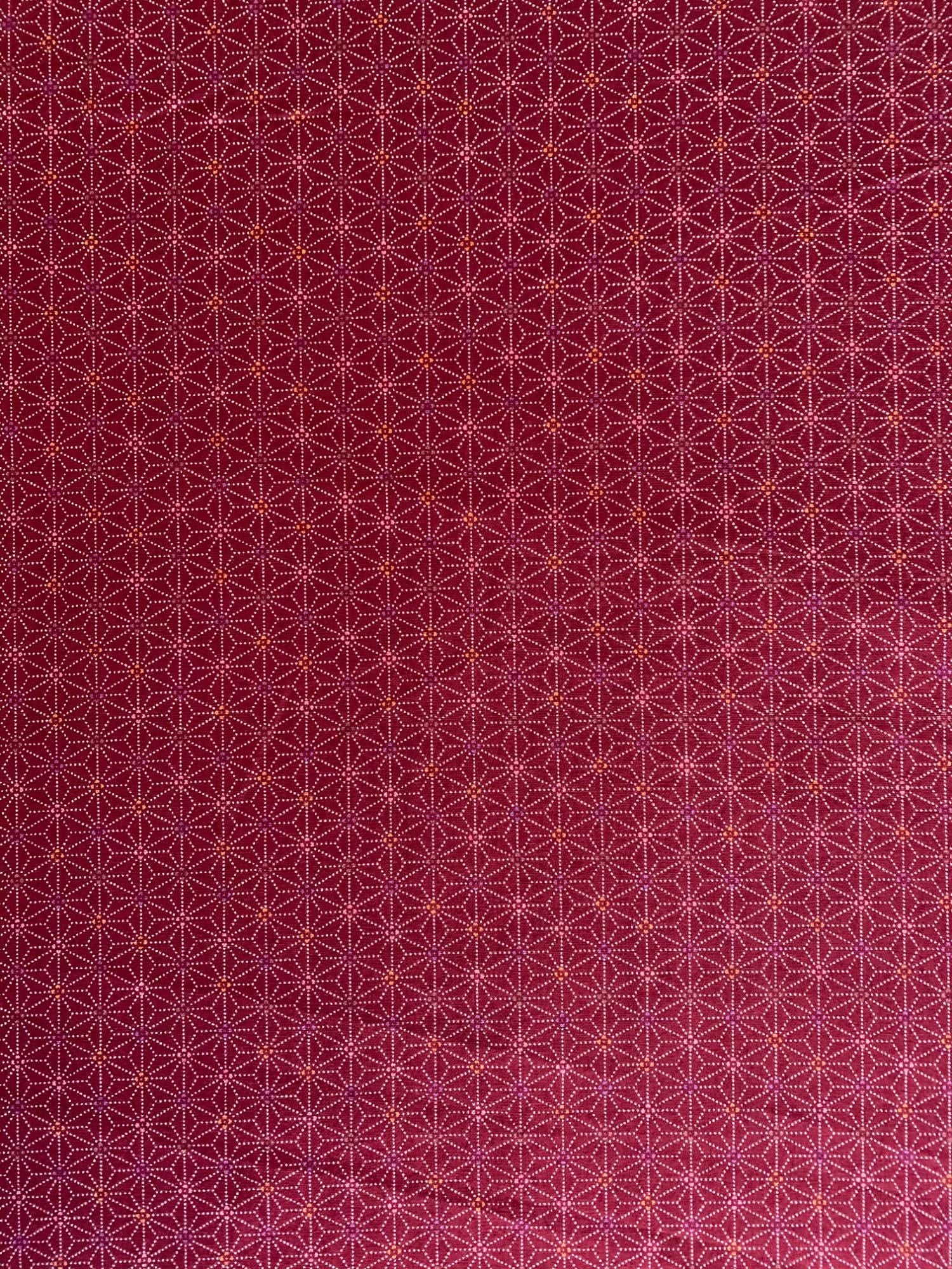 Sevenberry - Dotted Asanoha Stars Cotton Fabric - Red