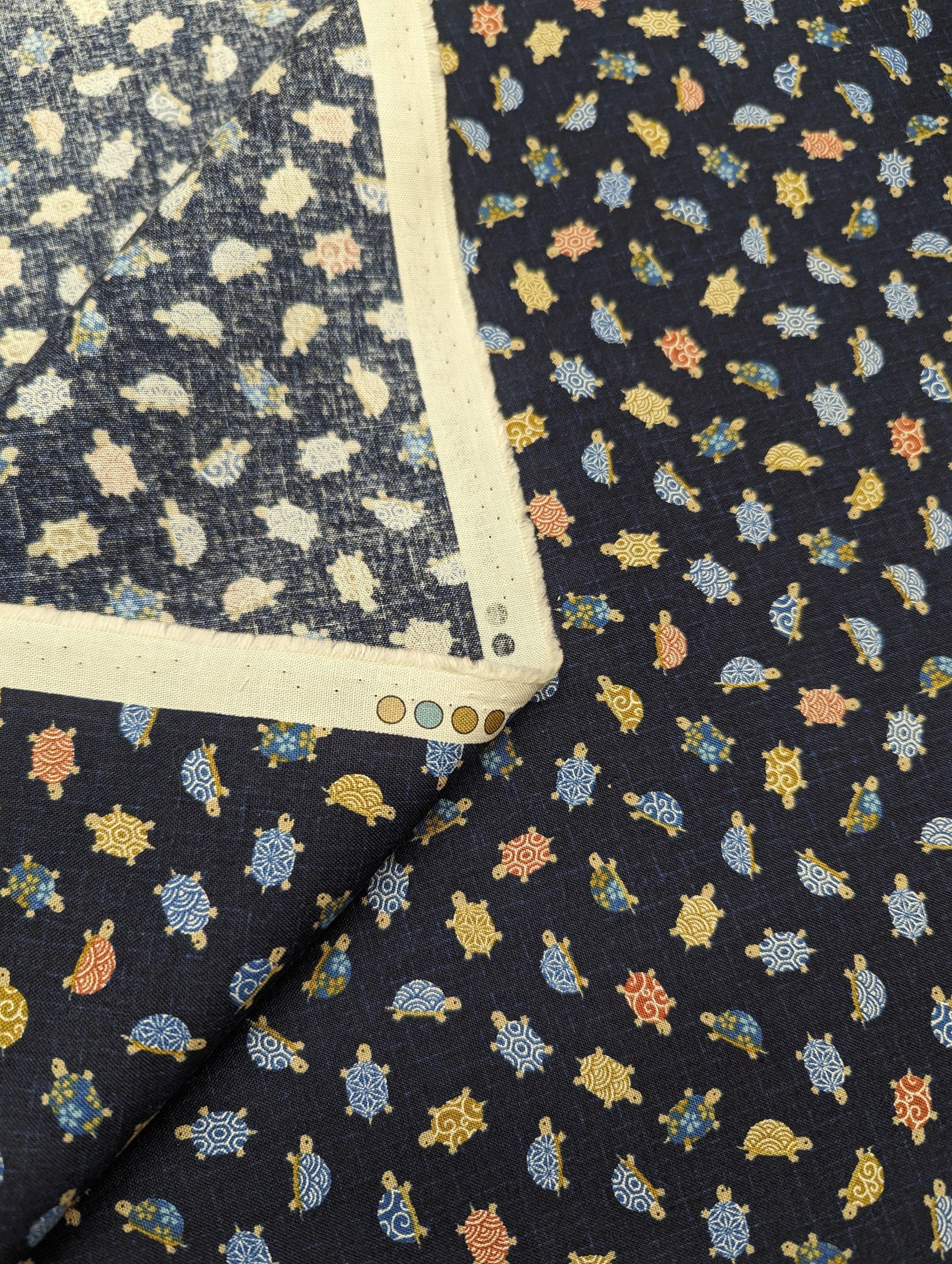 Sevenberry - Patterned Turtles Cotton Fabric - Navy Blue