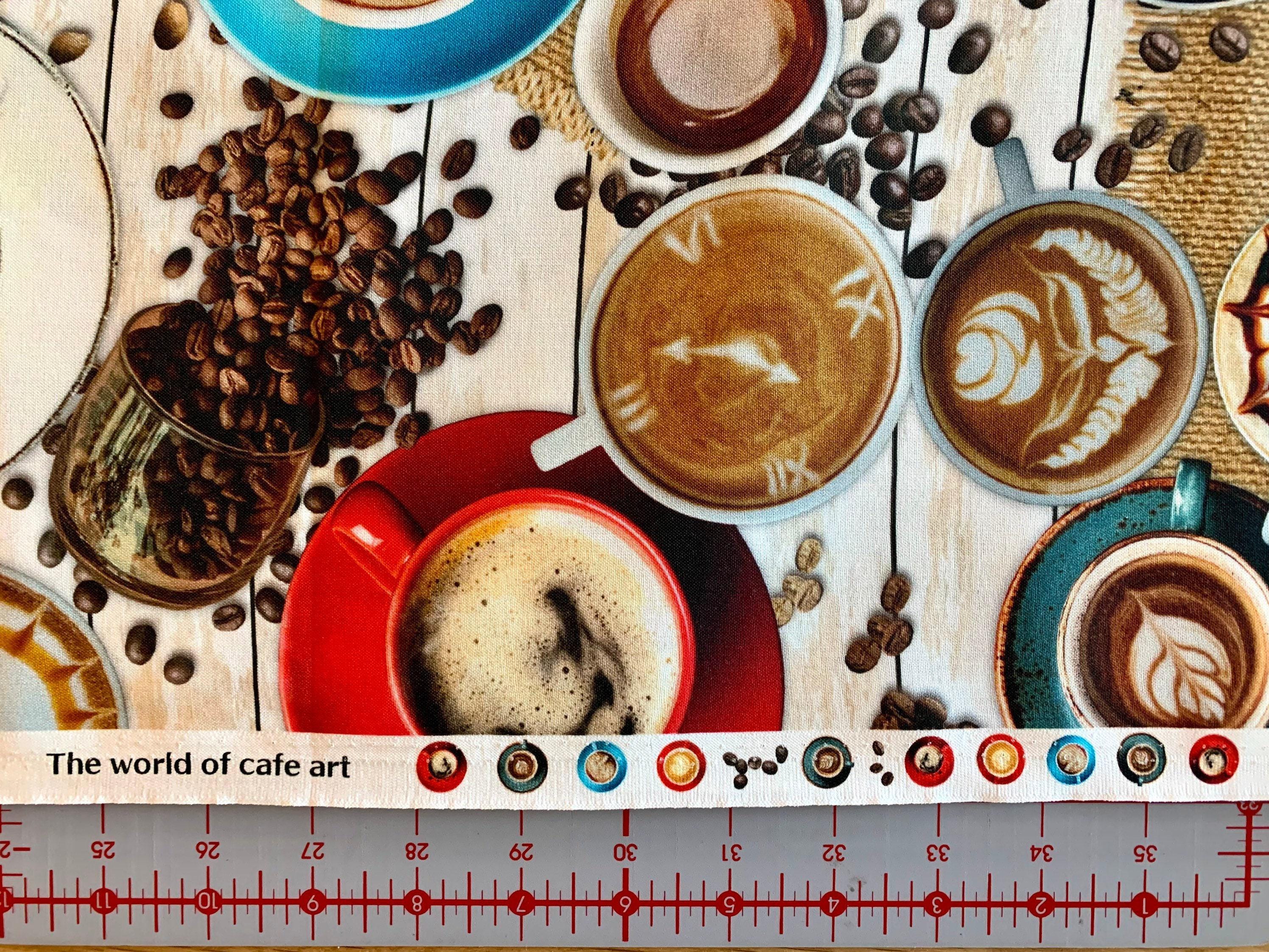 Orimono Imports - Coffee Cafe Digital Print Cotton Fabric - Coffee Tones