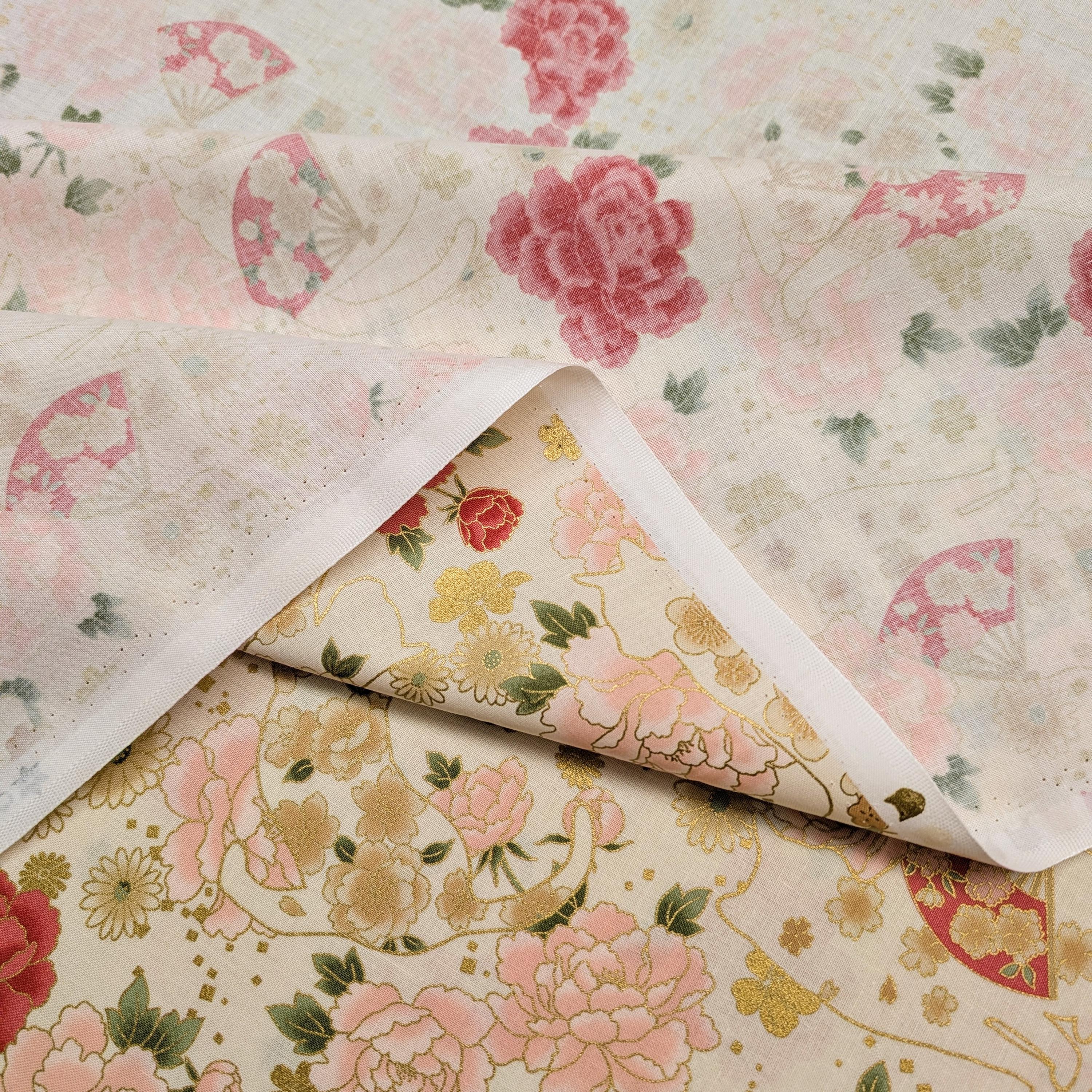 NEW Cats and Roses Quilt Gate Hyakka Ryoran Japanese cotton fabric HR3480-12 A white