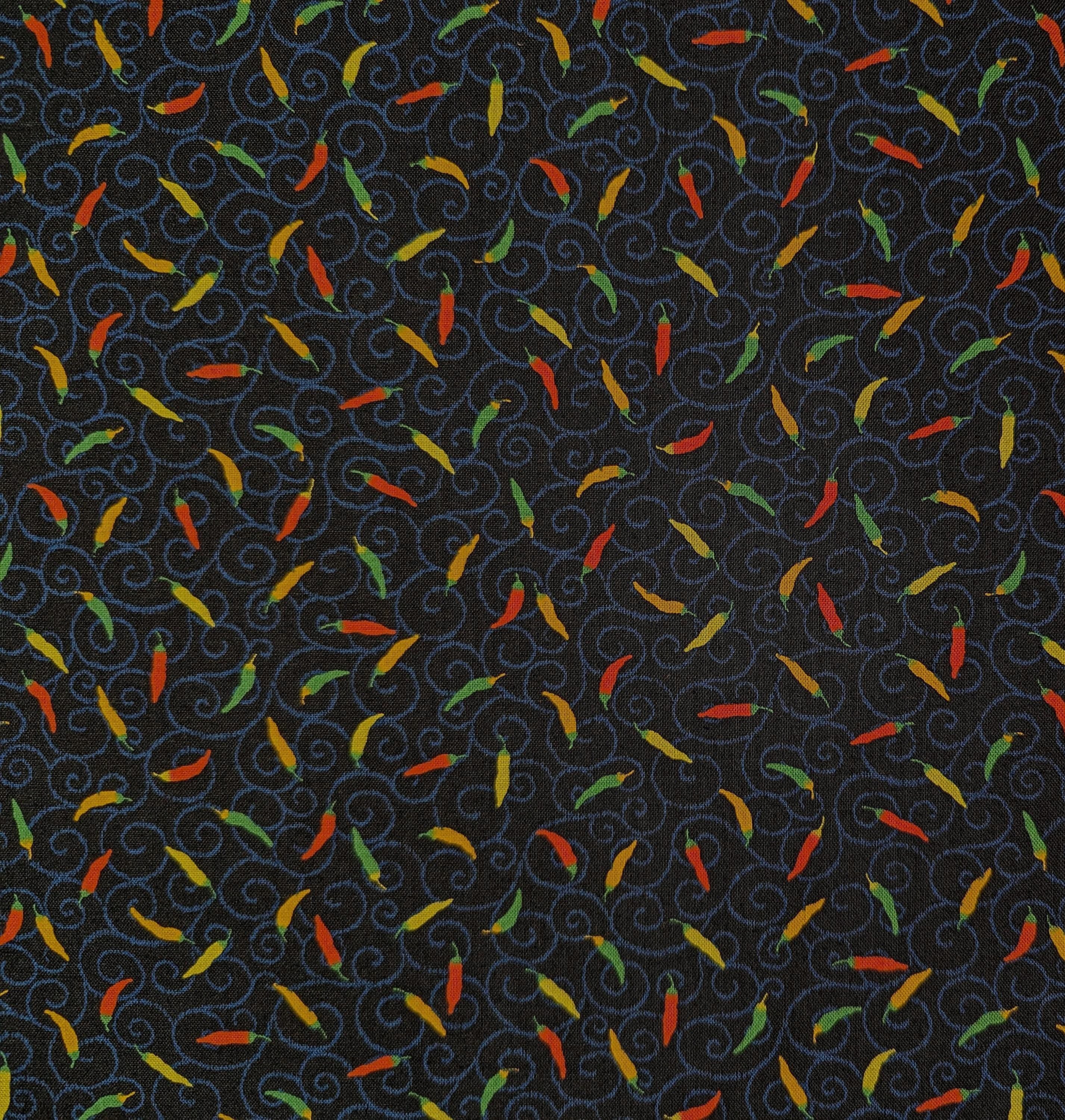 Sevenberry - Tiny Chilis Cotton Fabric - Black