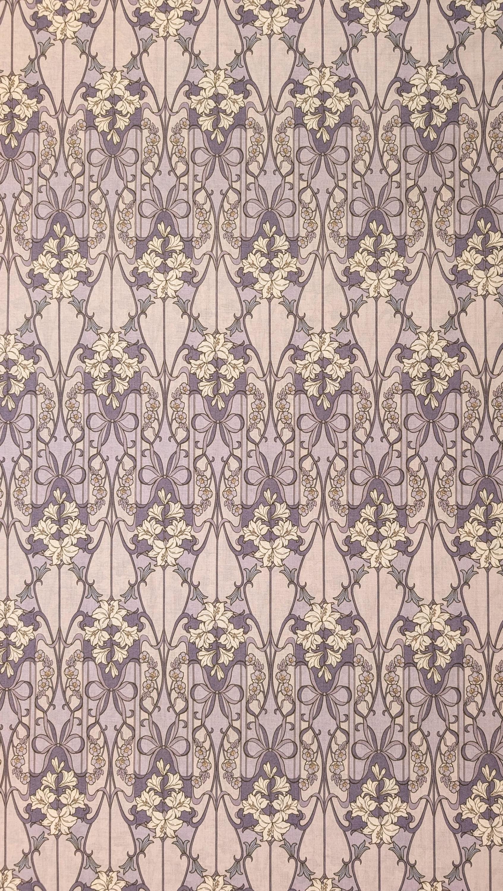Hokkoh - Nouveau Flower Filigree Cotton Lawn - Purple