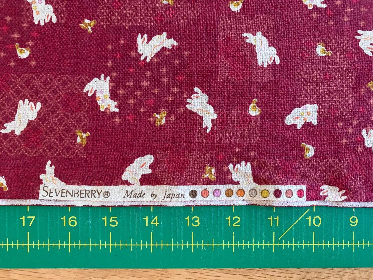Sevenberry - Patchwork Rabbits Cotton Fabric - Red